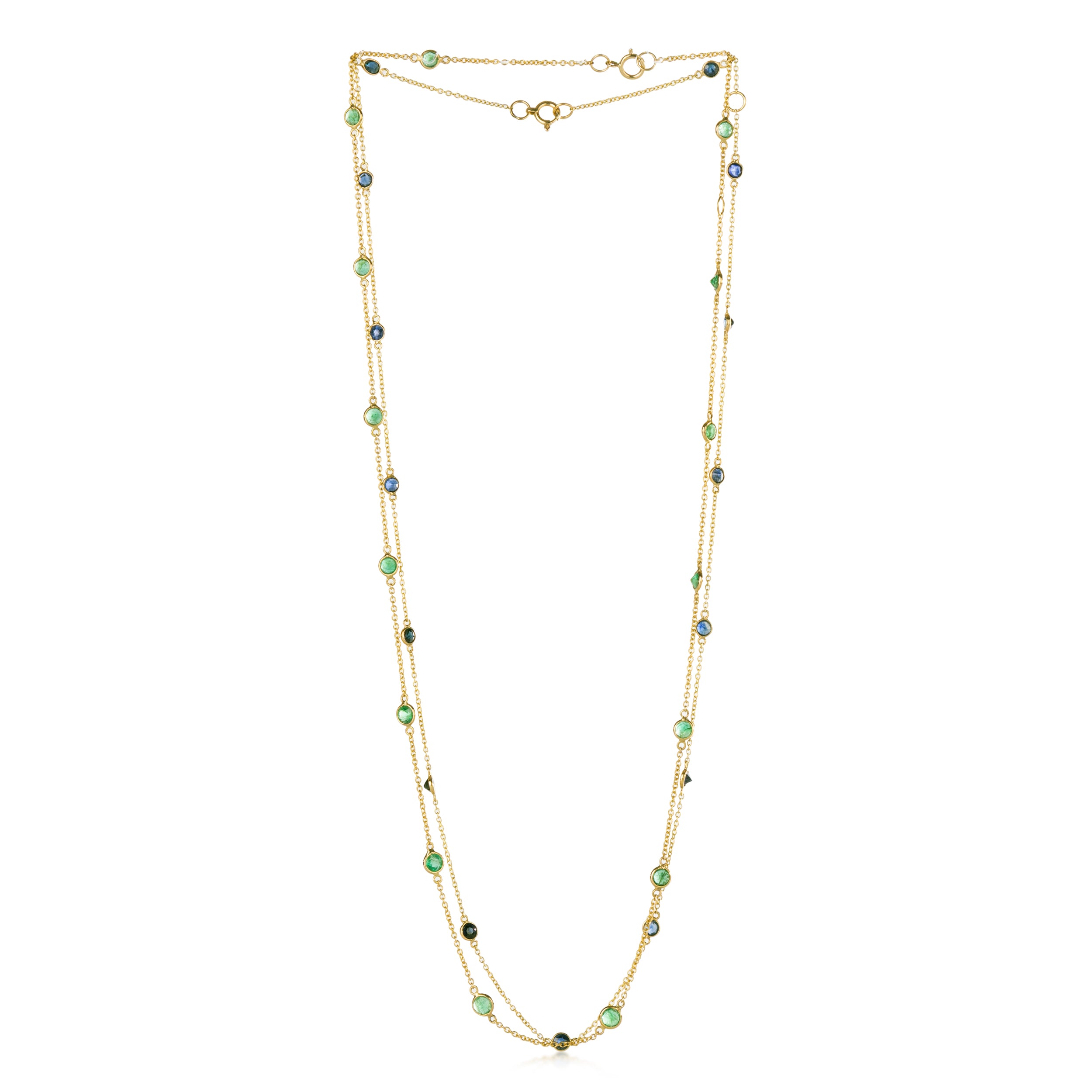 Bezel Set Gemstone Station Necklace