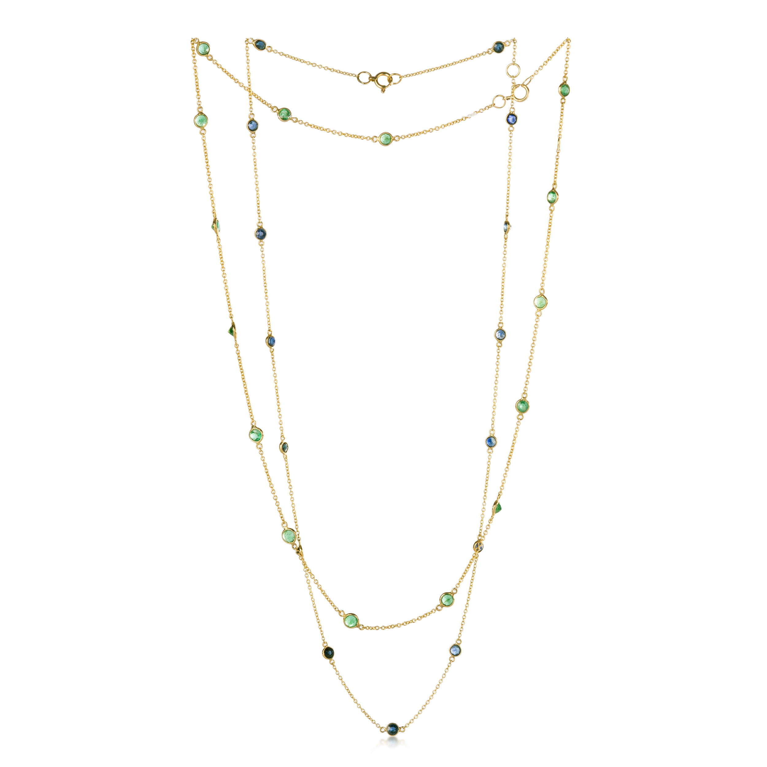 Bezel Set Gemstone Station Necklace