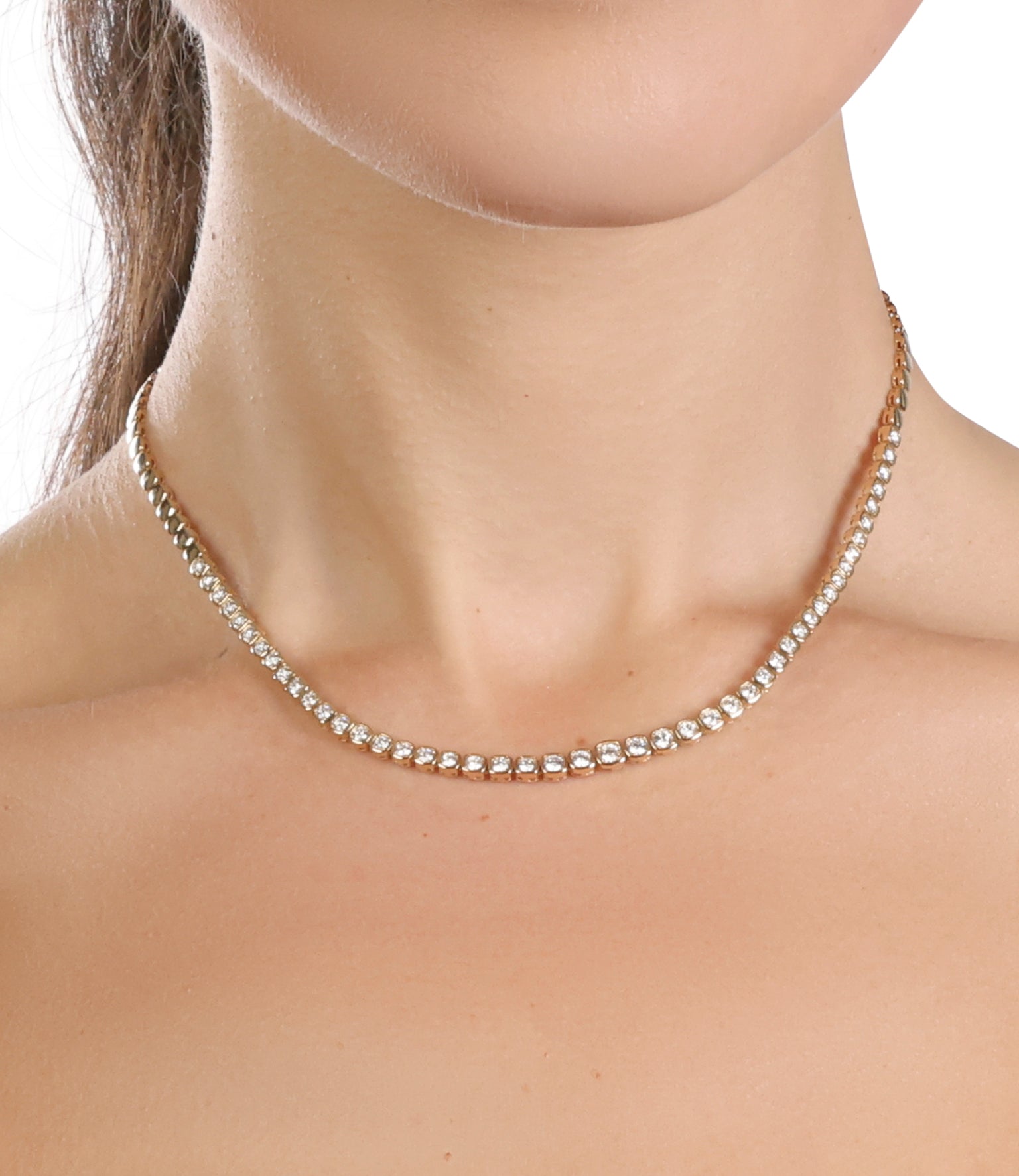Bezel Set Square Diamond Tennis Necklace