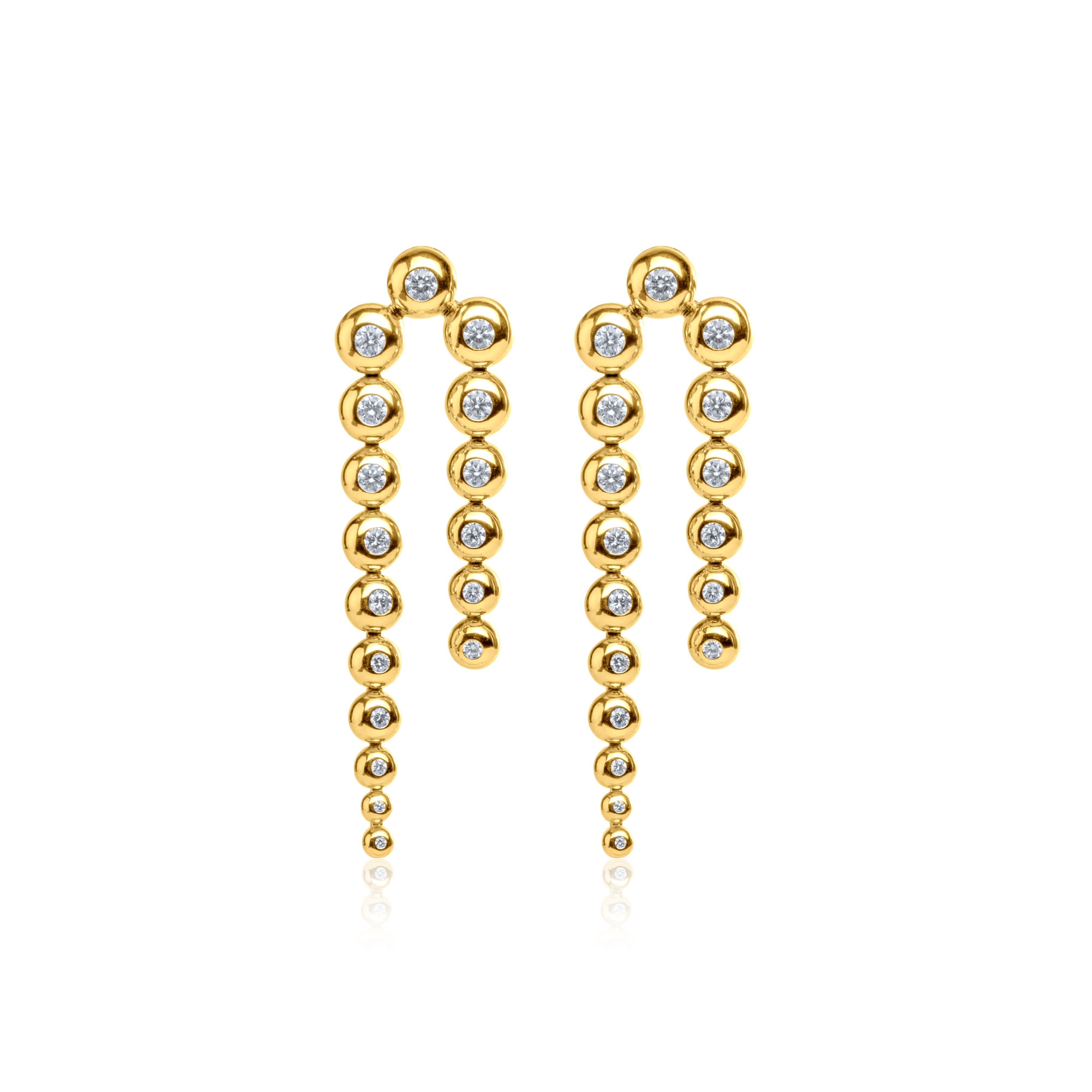 Bezel Diamond Double Drop Earrings