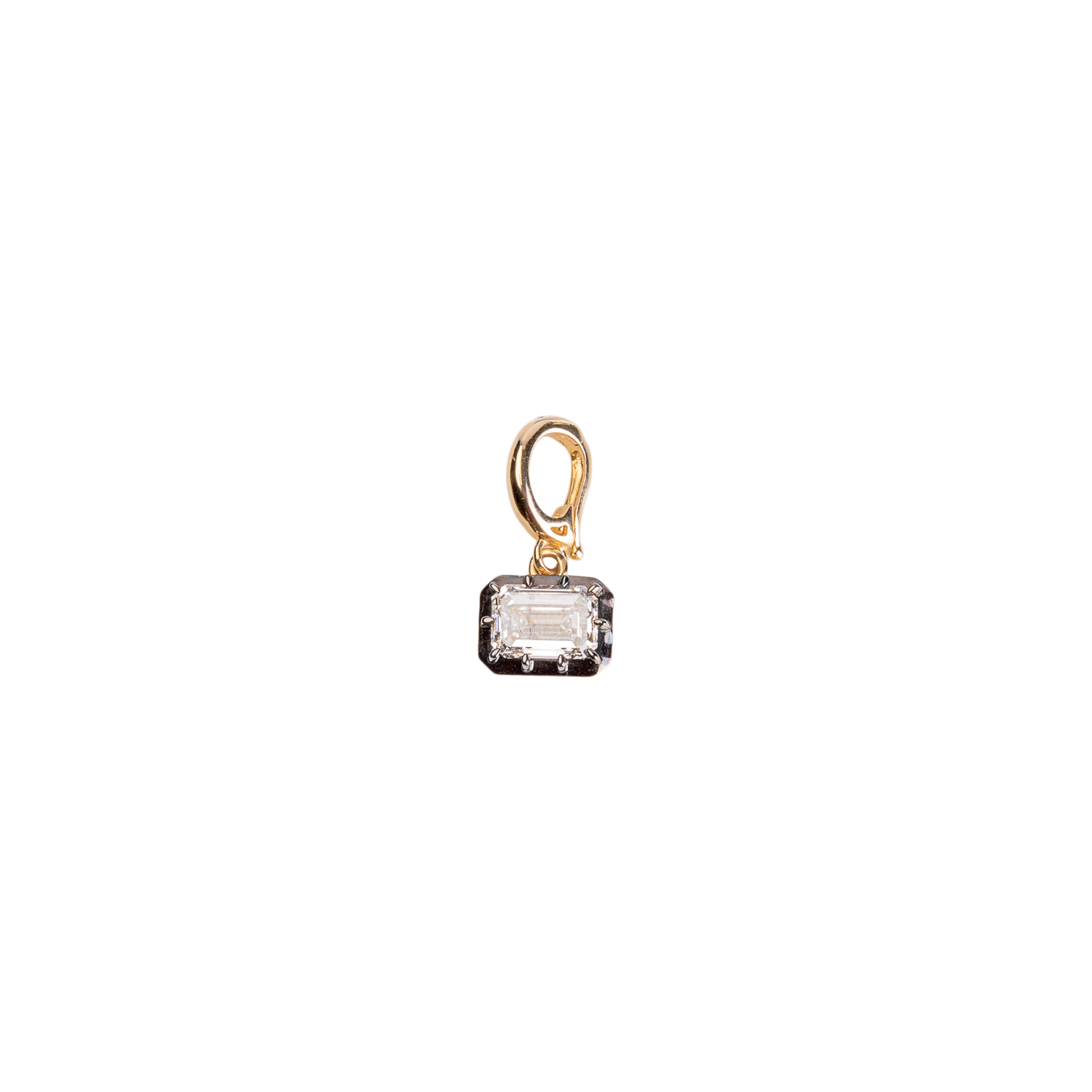 Black Gold Bezel Solitaire Lab Diamond Charm