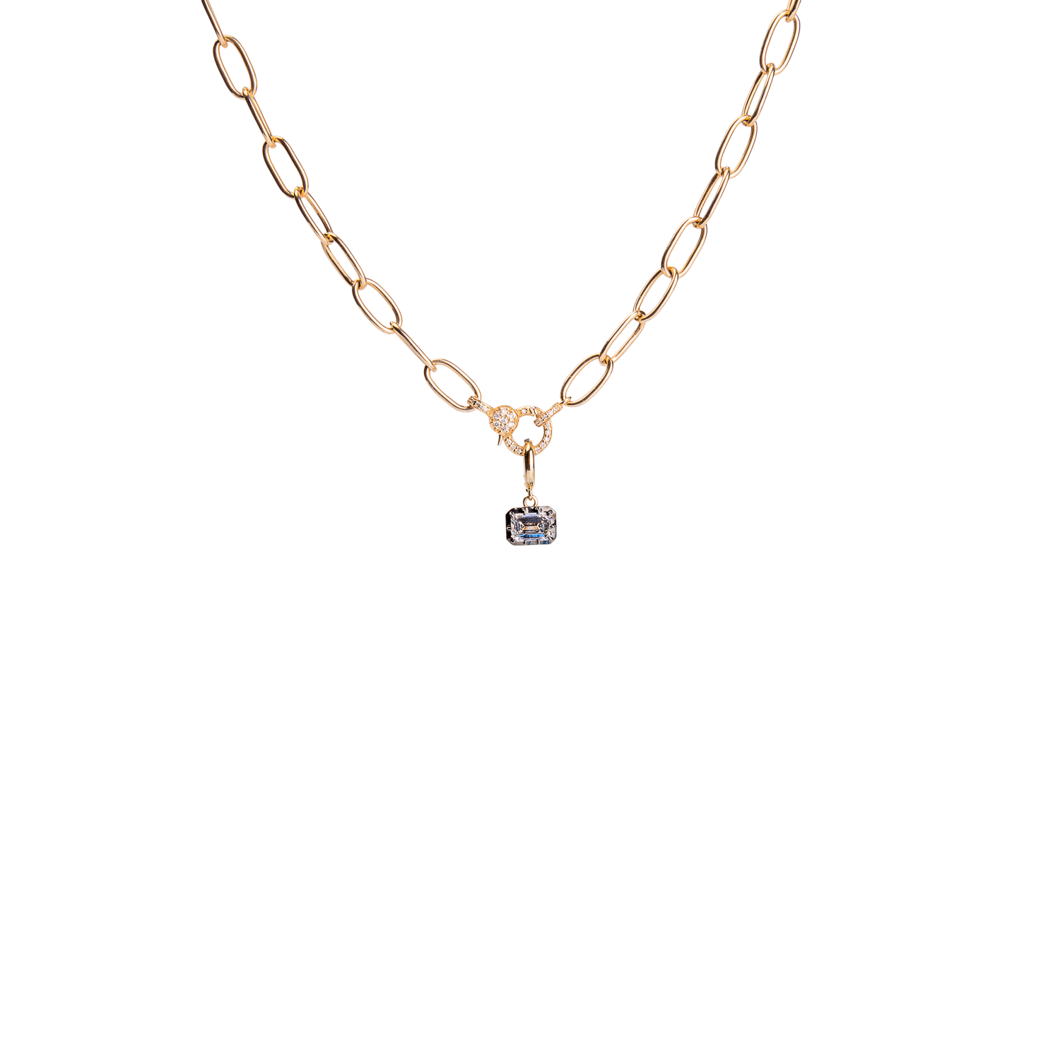 Black Gold Bezel Solitaire Lab Diamond Charm