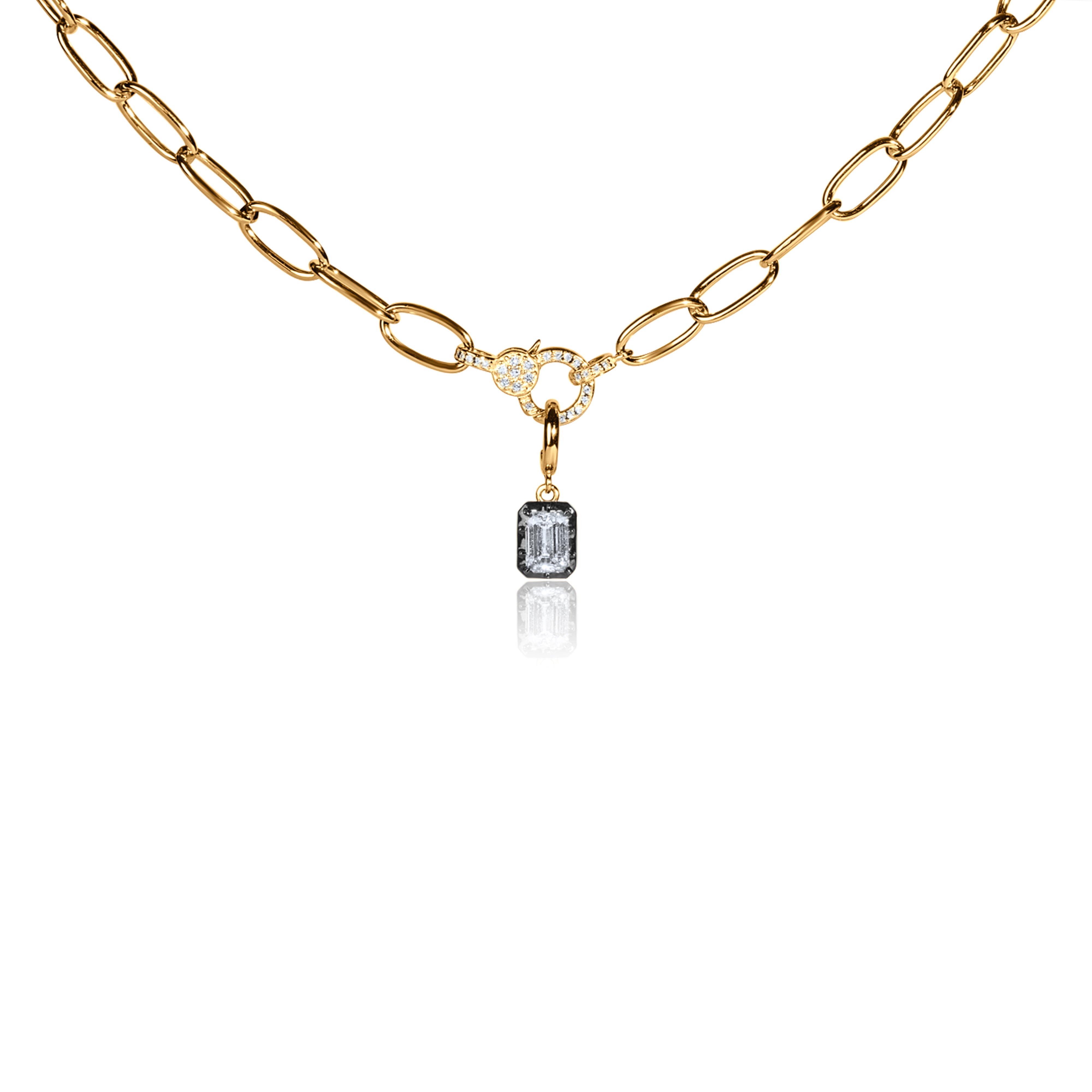 Black Gold Bezel Solitaire Lab Diamond Charm