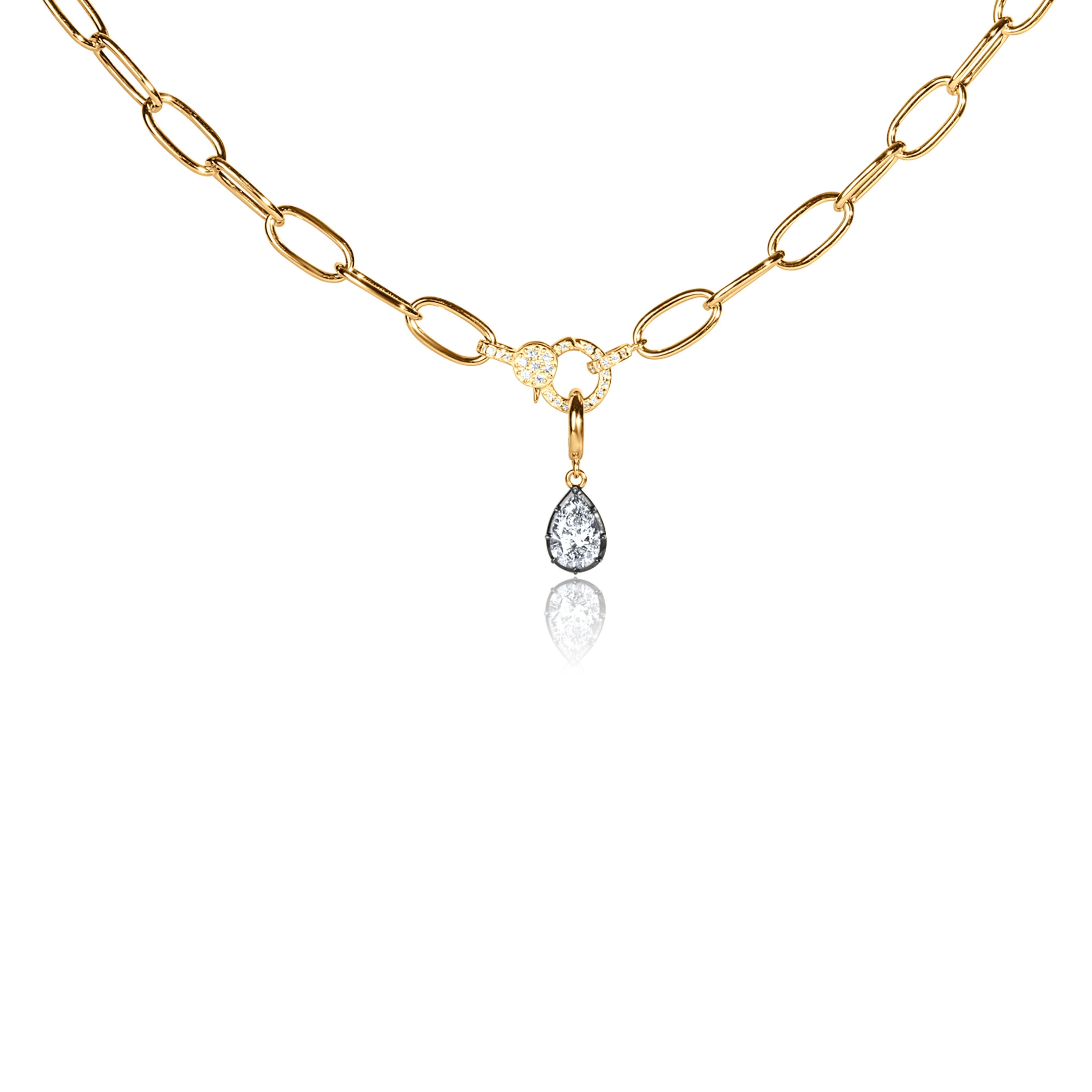 Black Gold Bezel Solitaire Lab Diamond Charm