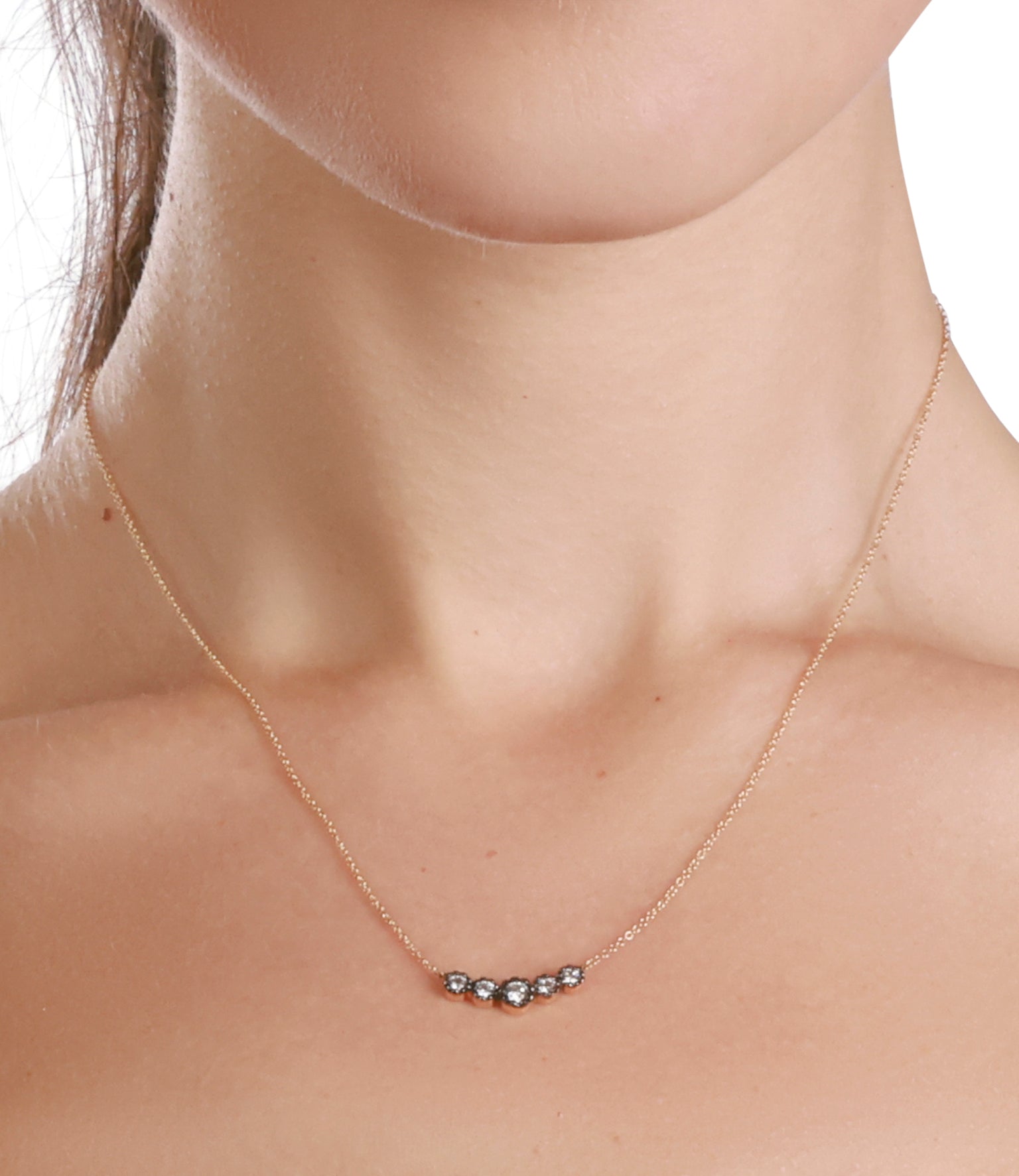 Blackend Diamond Halo Curve Necklace
