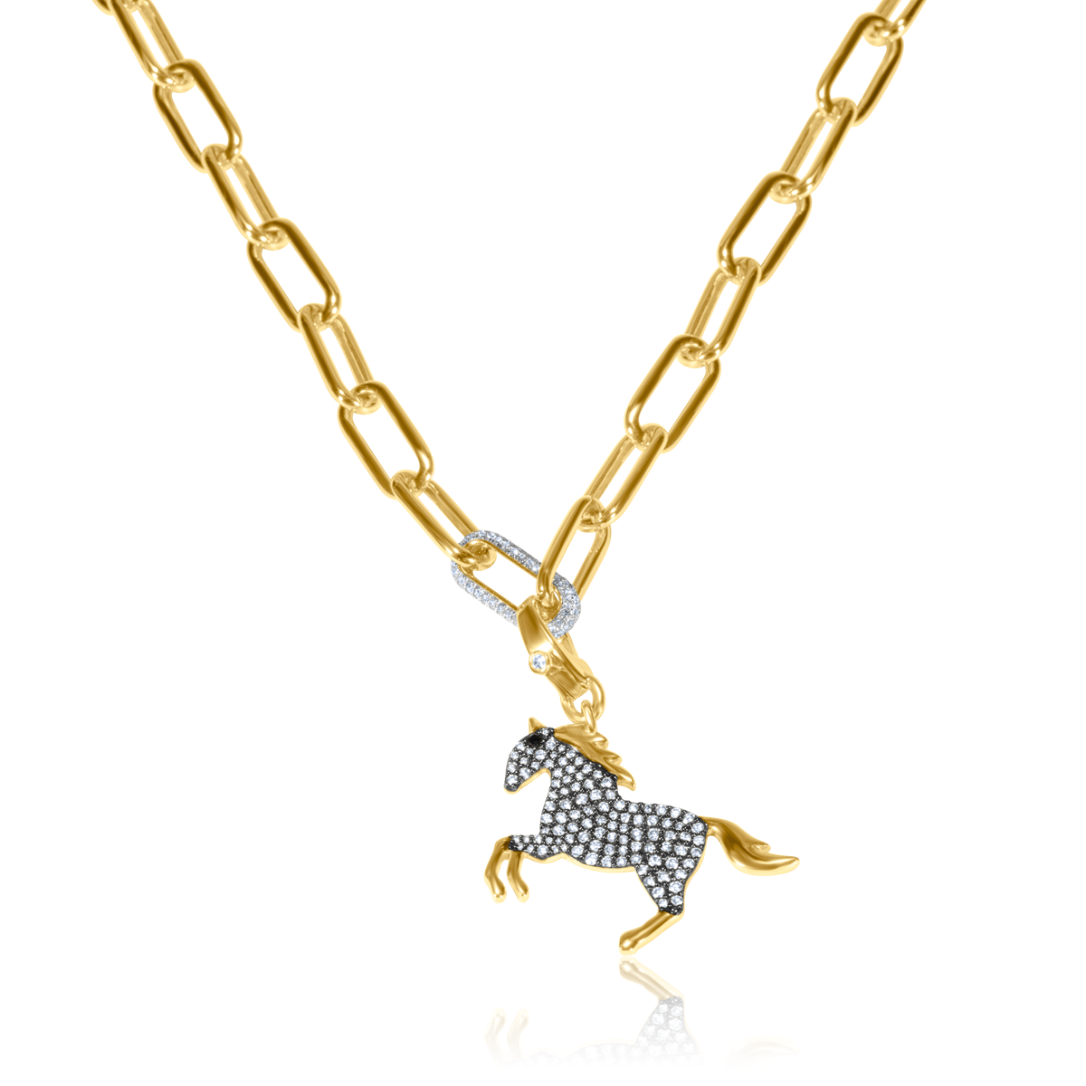 Blackened Gold Diamond Horse Charm