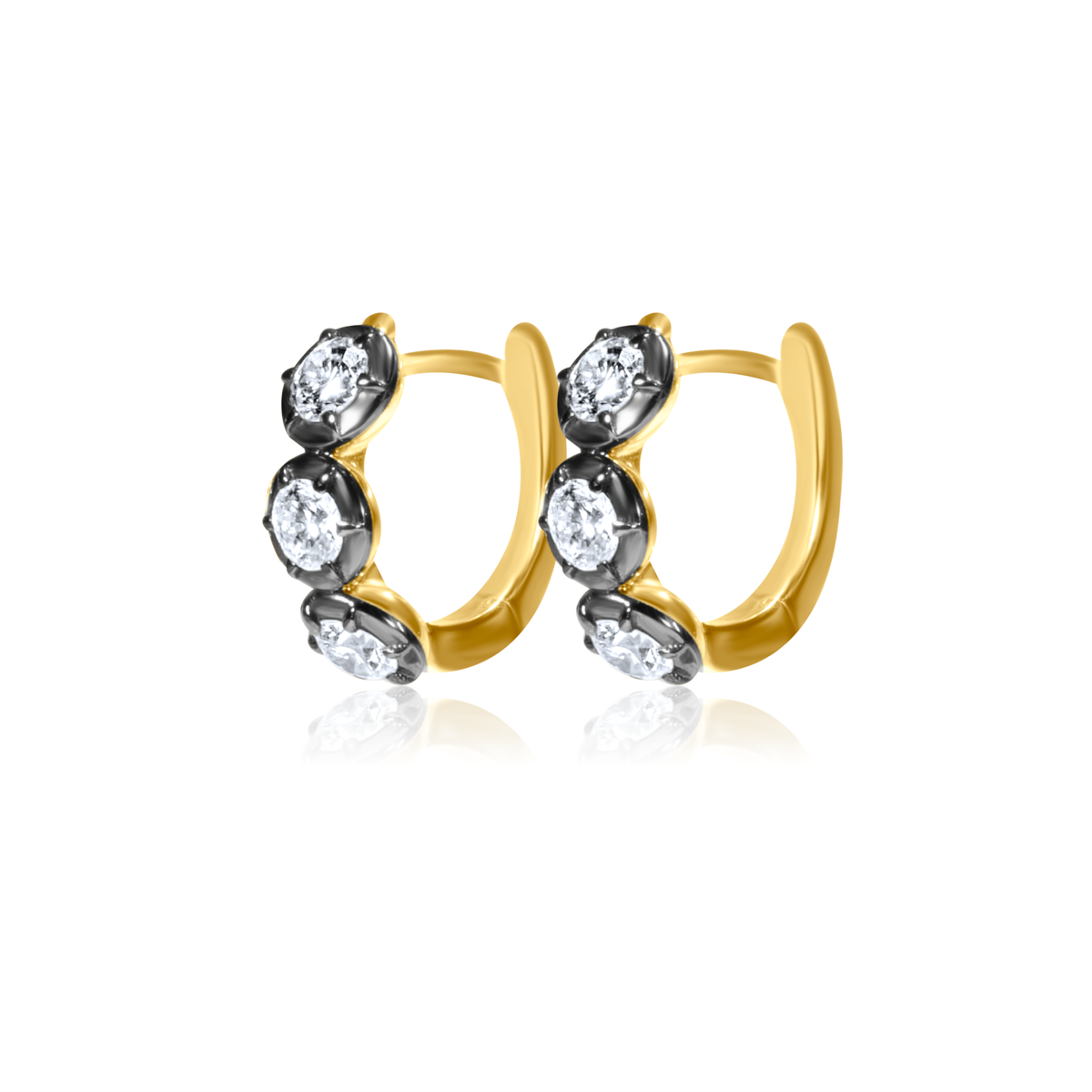 Blackened Triple Lab Diamond Huggies