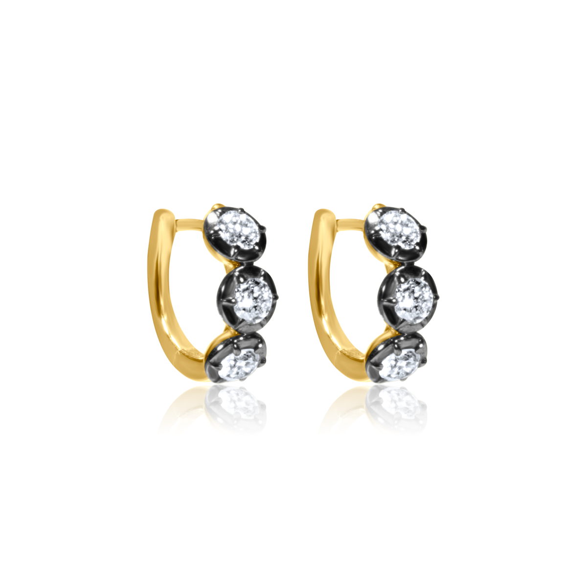 Blackened Triple Lab Diamond Huggies