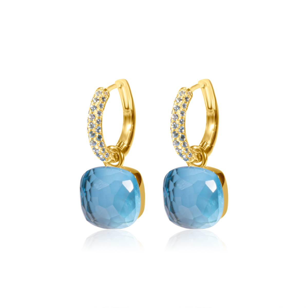 Blue Topaz Drop Huggies Earring