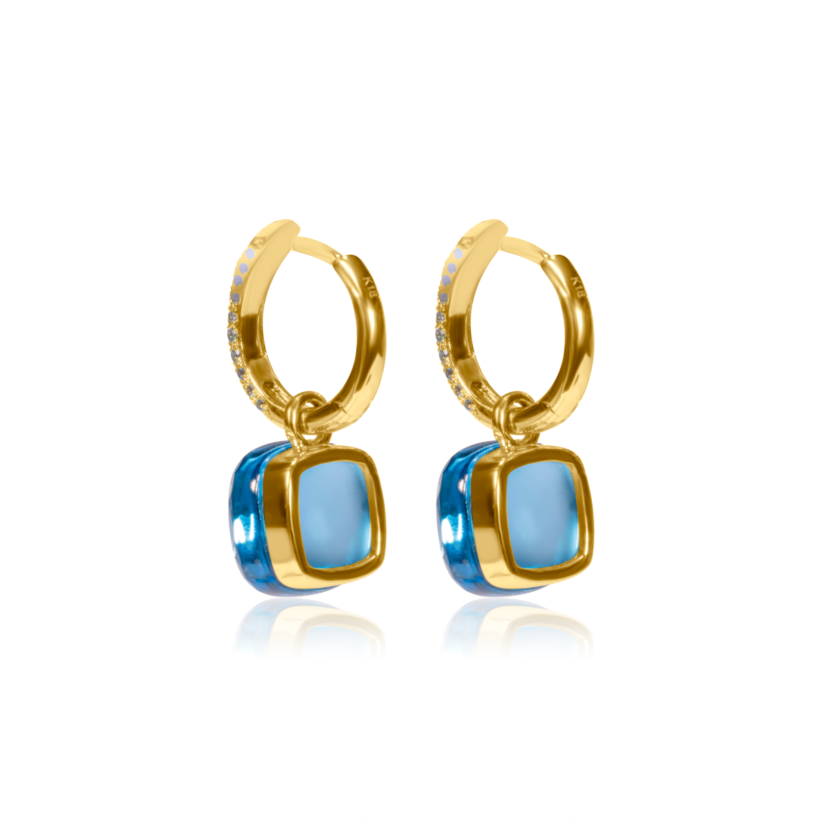 Blue Topaz Drop Huggies Earring