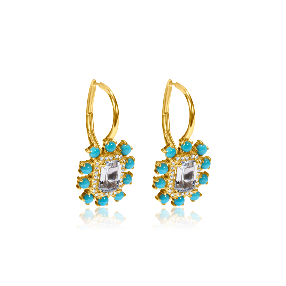 Blue Topaz & Turquoise Drop Earrings