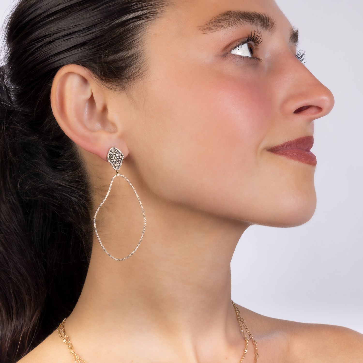 Champagne Diamond Organic Drop Eearrings