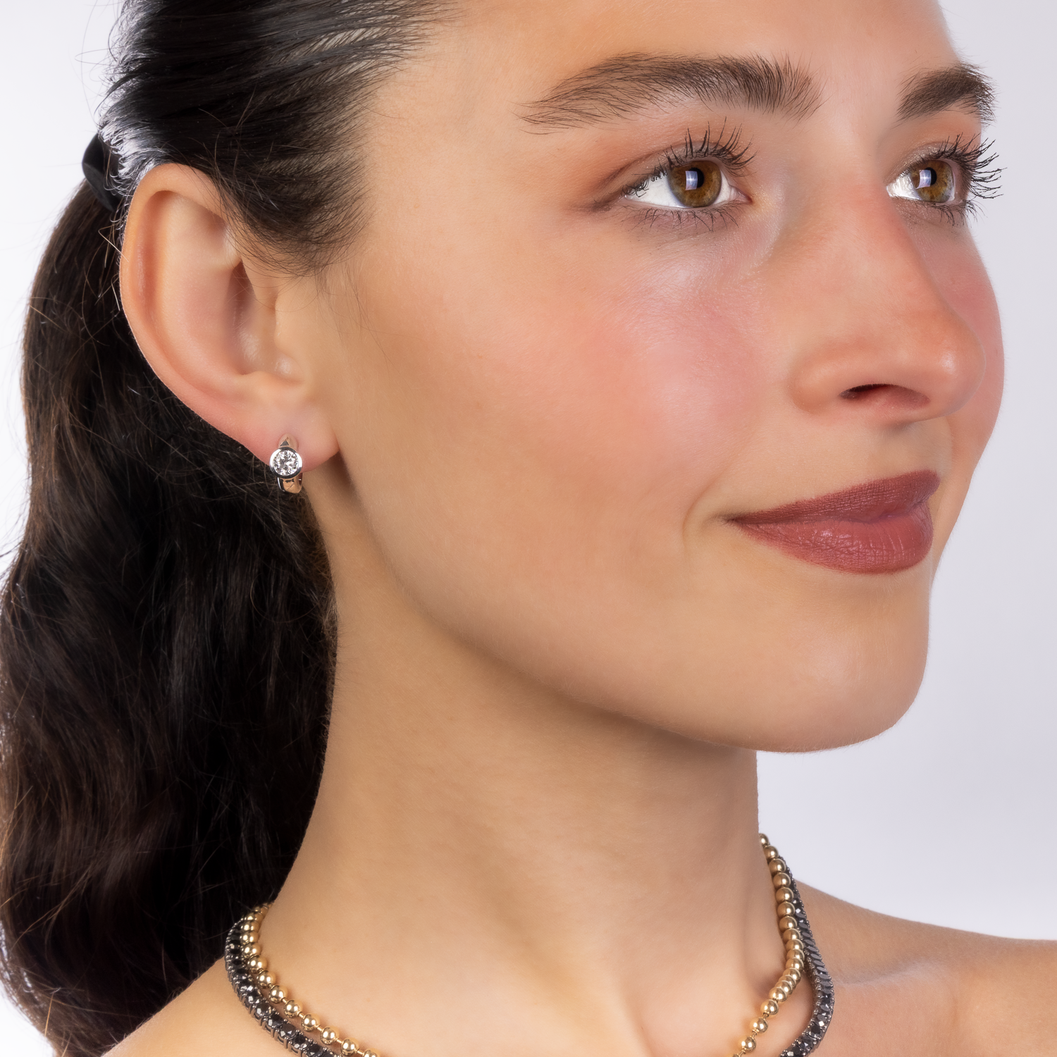 Chubby Bezel Set Diamond Huggies