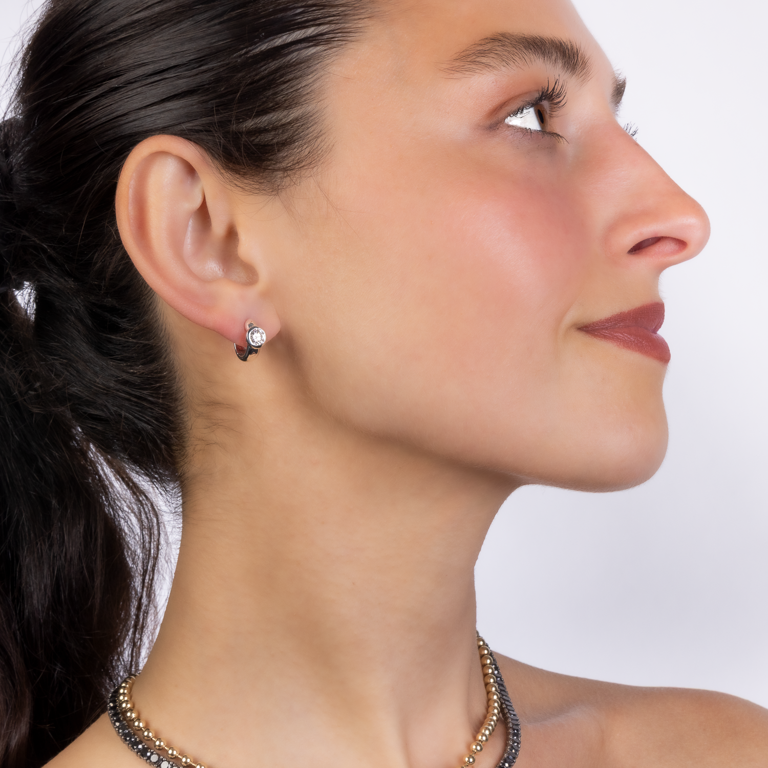 Chubby Bezel Set Diamond Huggies