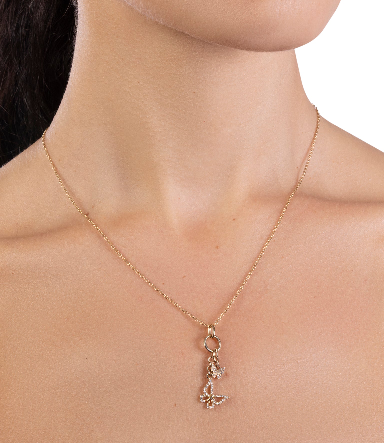 Petite Double Butterfly Charm Necklace