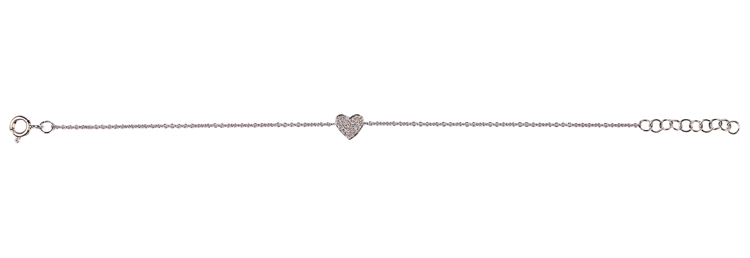 Delicate Diamond Small Pave Heart Bracelet
