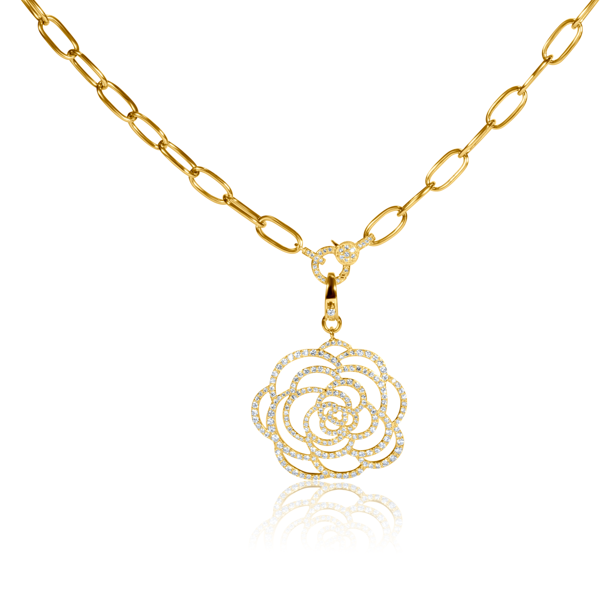 Diamond Camellia Flower Charm