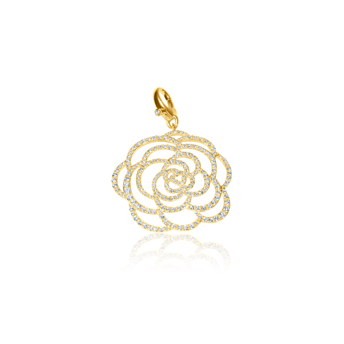 Diamond Camellia Flower Charm