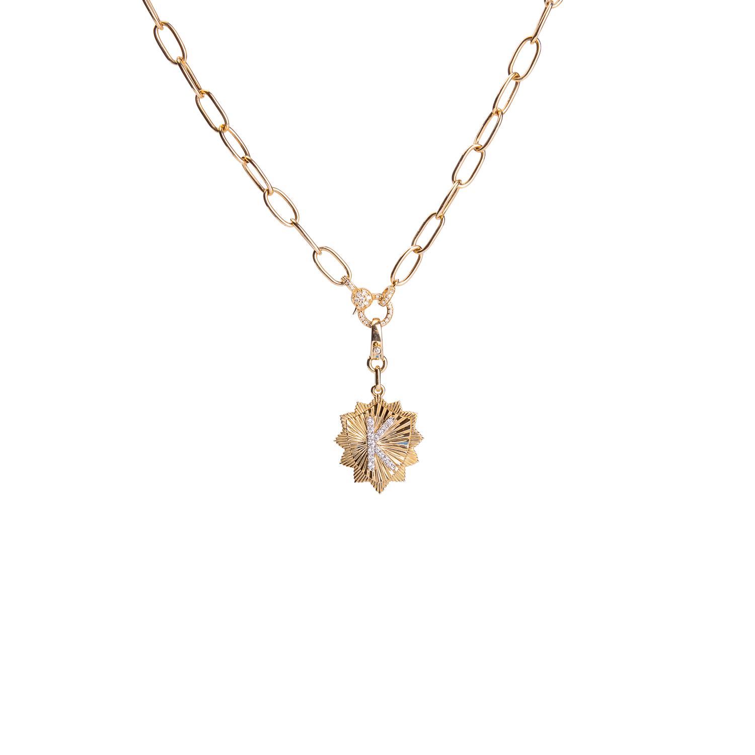 Diamond Initial Medallion Charm