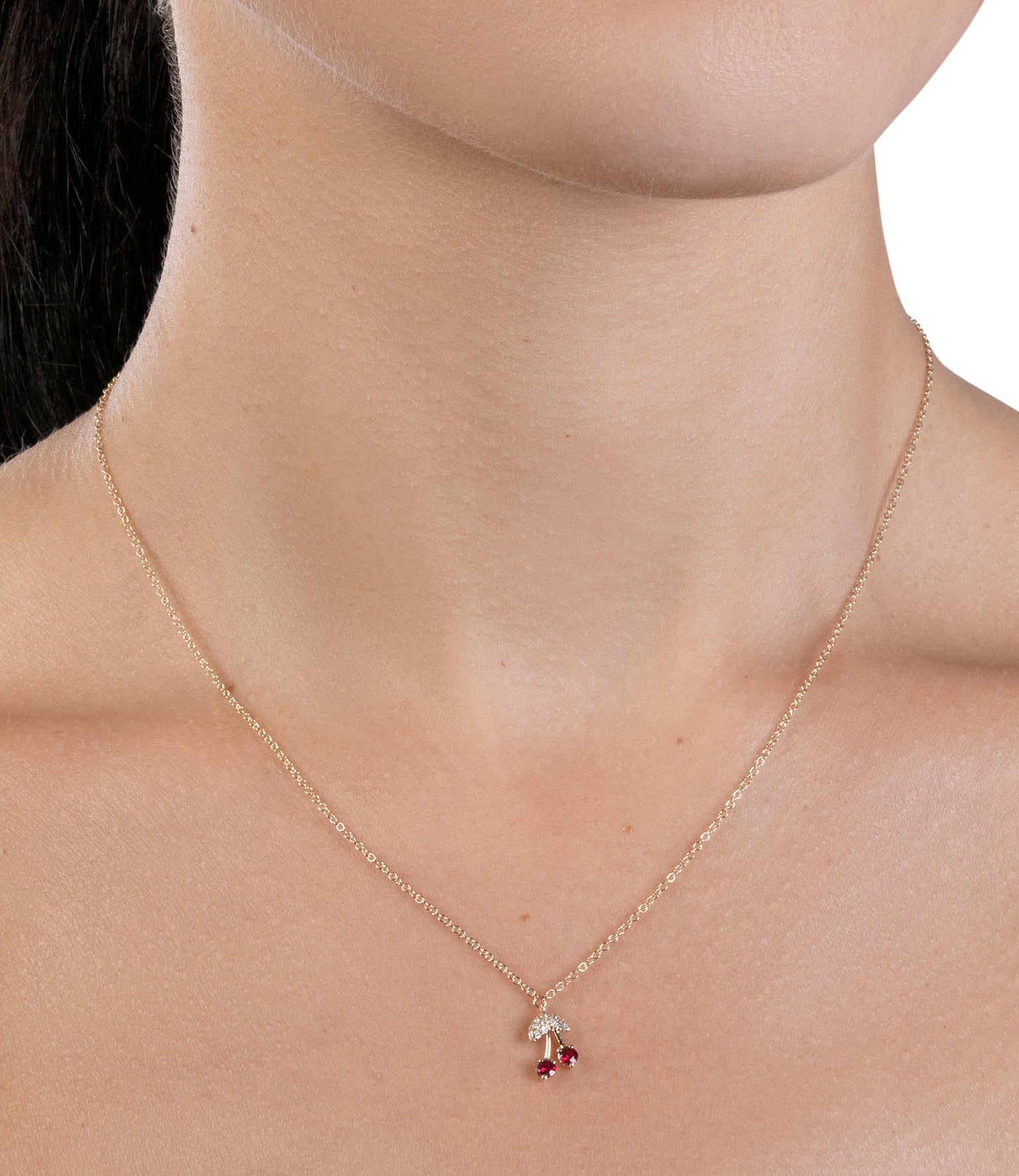 Ruby Diamond Cherry Necklace
