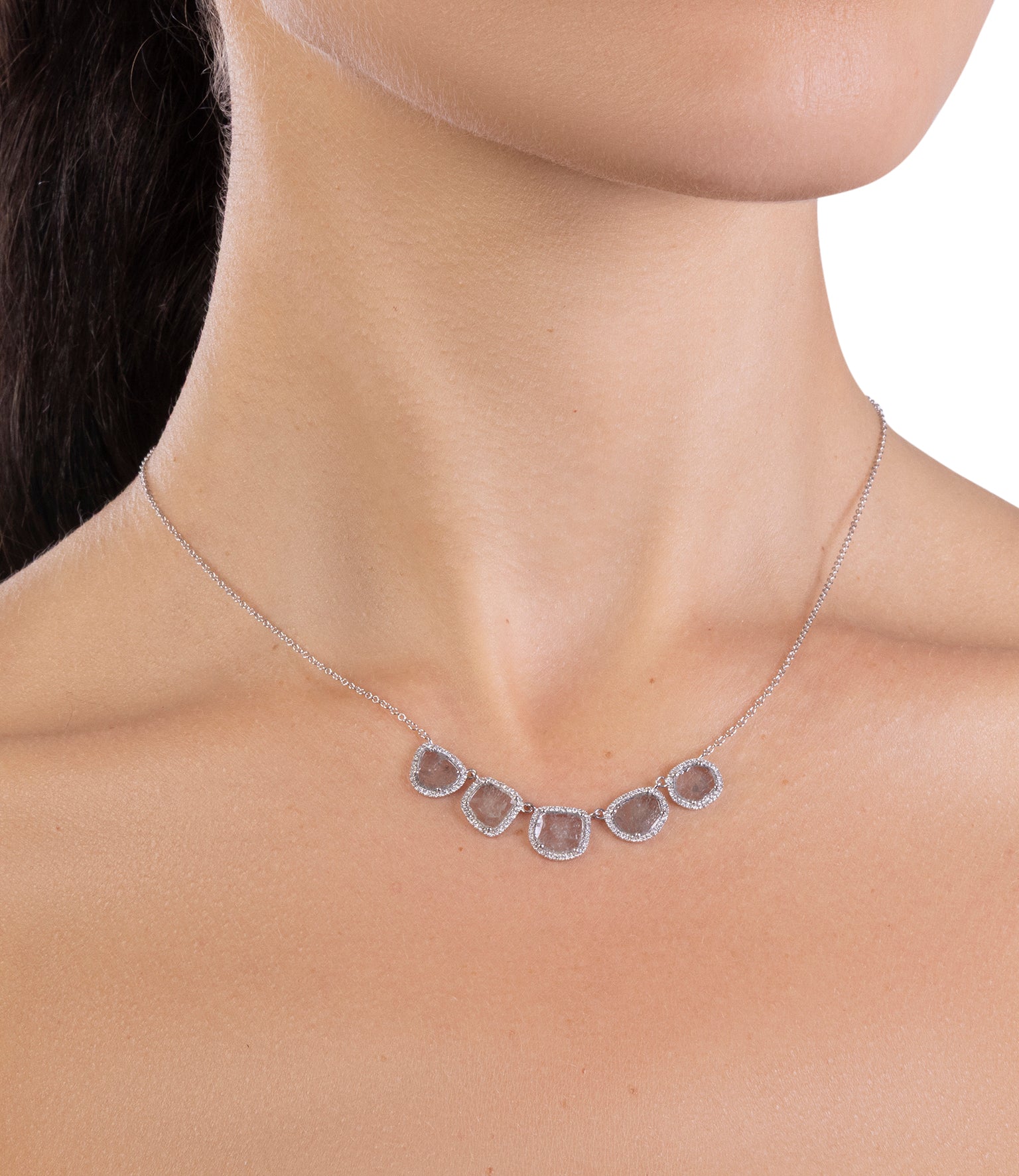 Five Diamond Slice Necklace