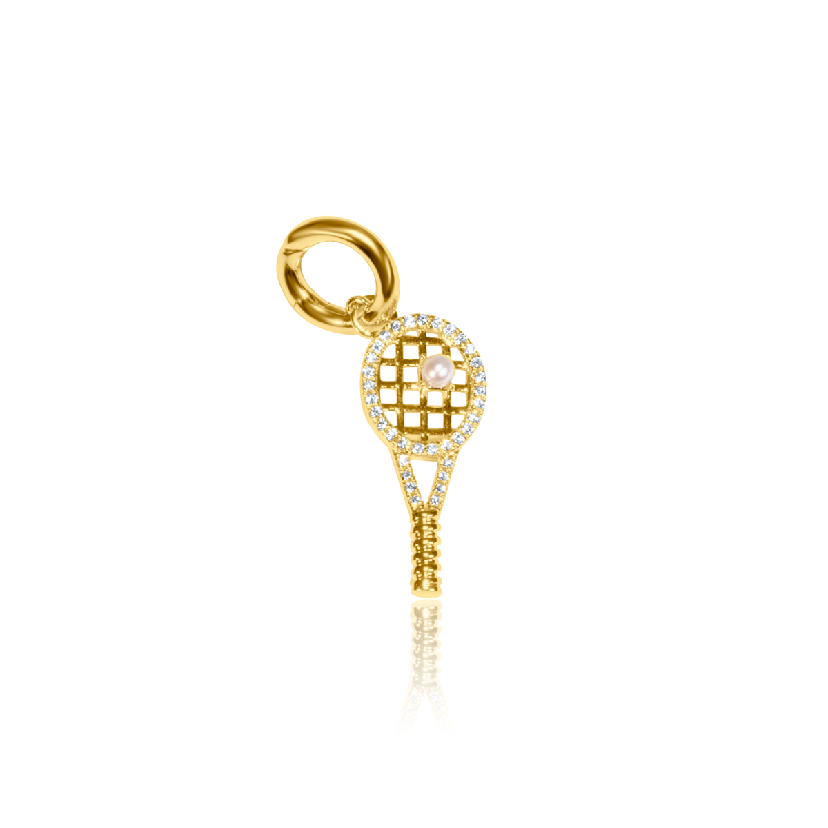 Diamond Tennis Racket Charm