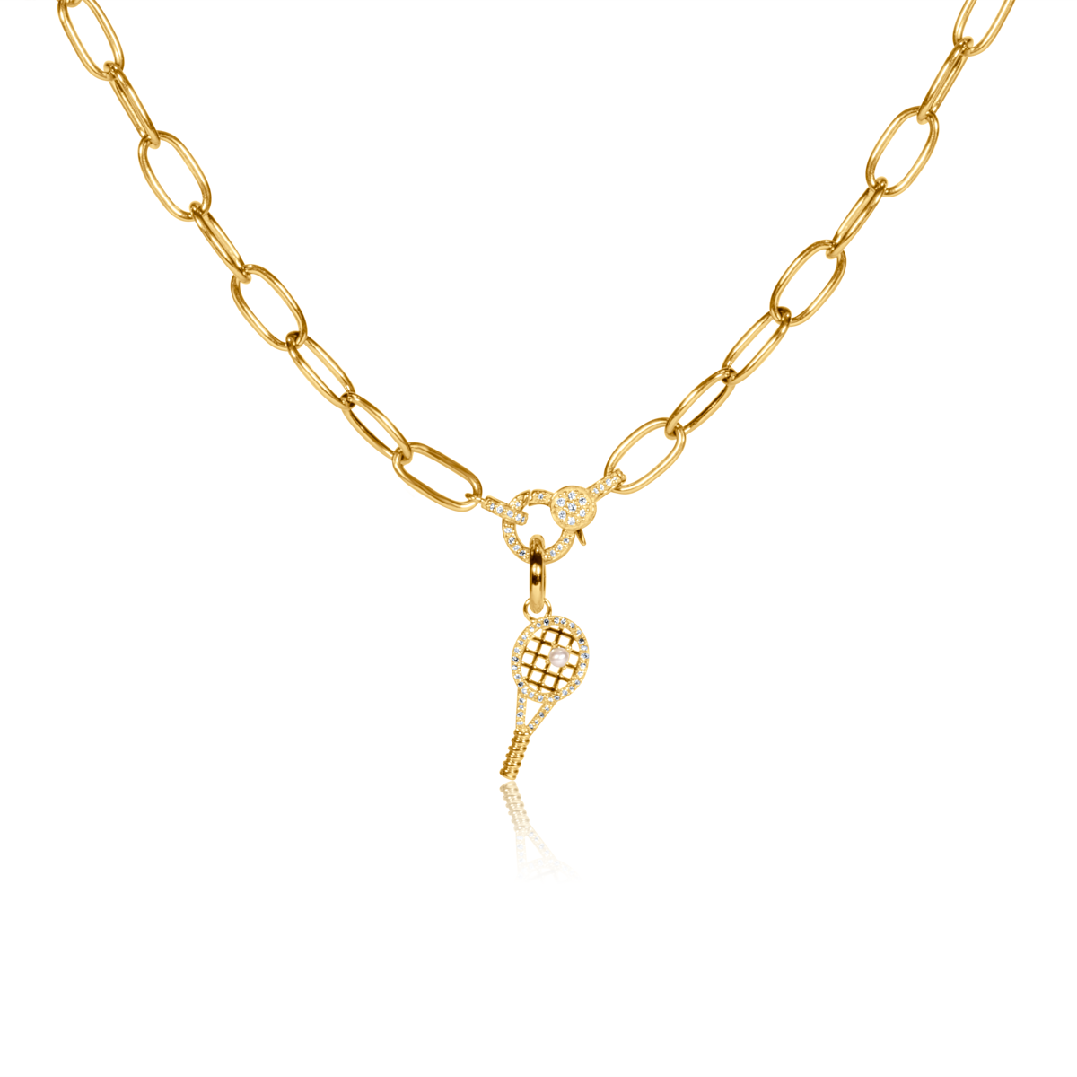 Diamond Tennis Racket Charm