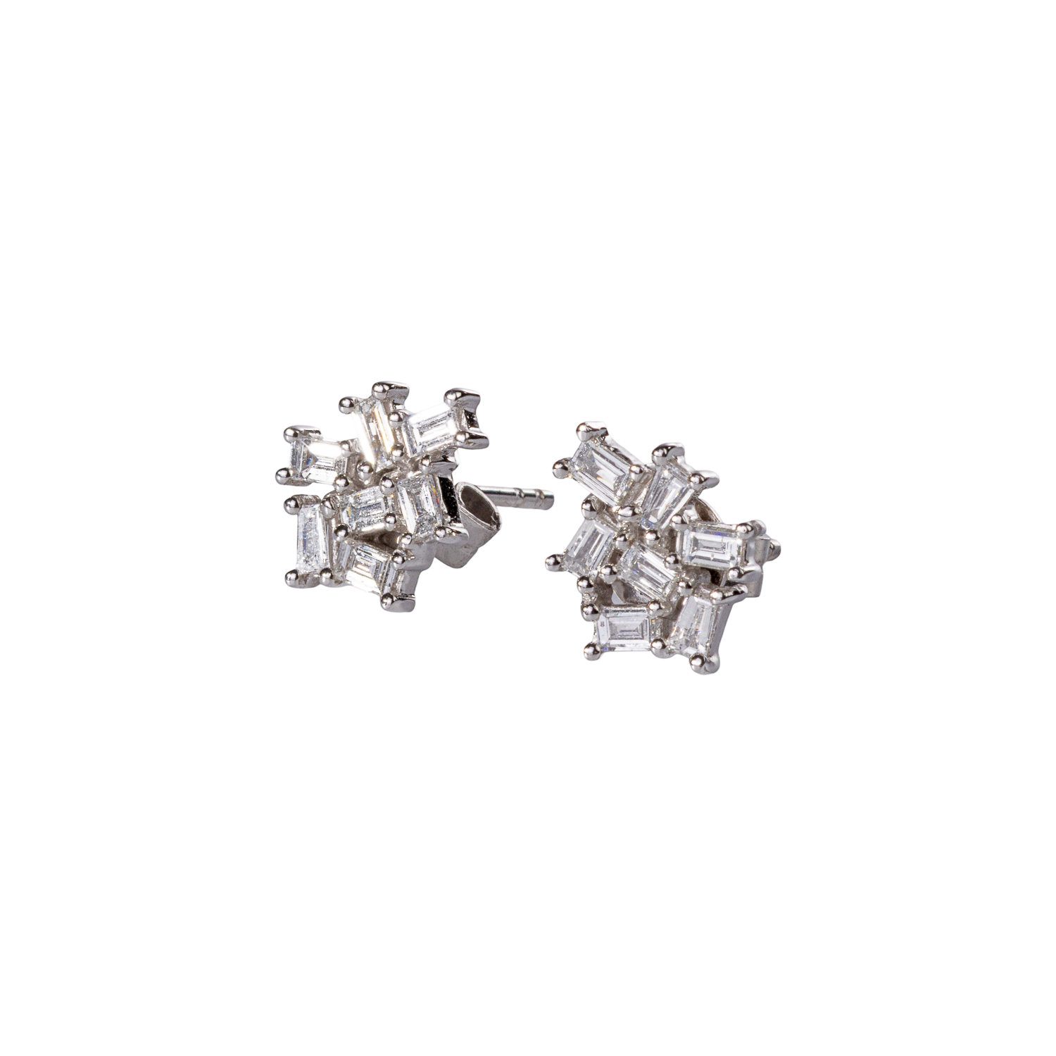 7 Diamond Baguette Cluster Studs