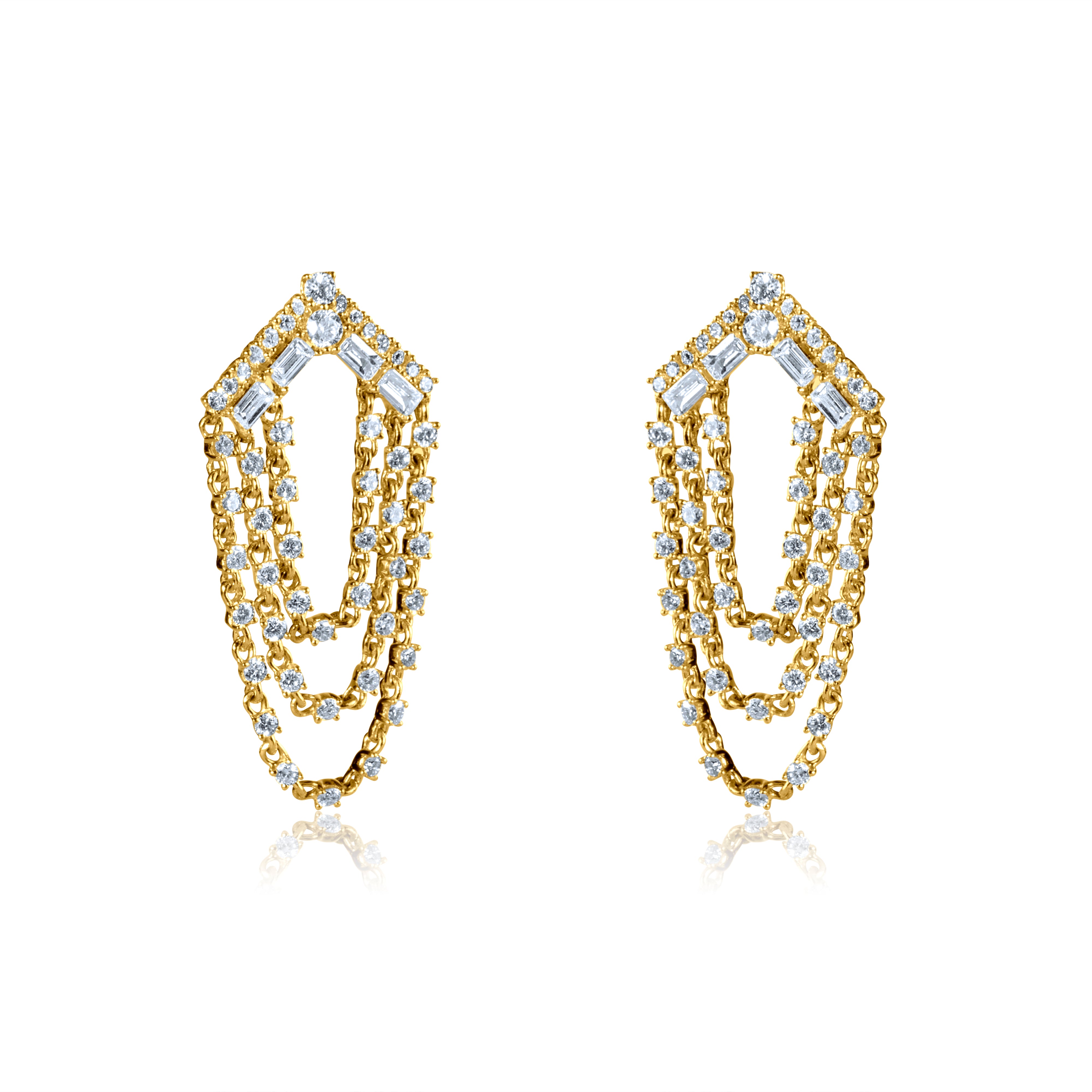 Diamond Chain Drop Earrings