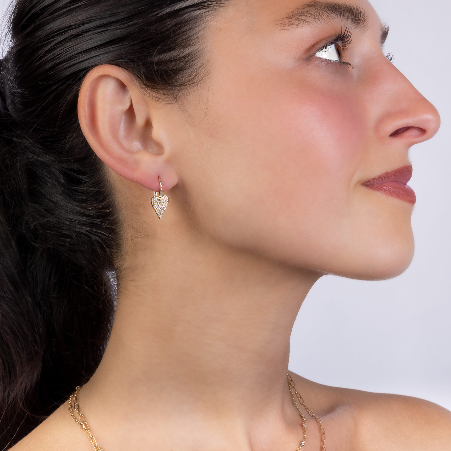 Diamond Heart Drop Earrings