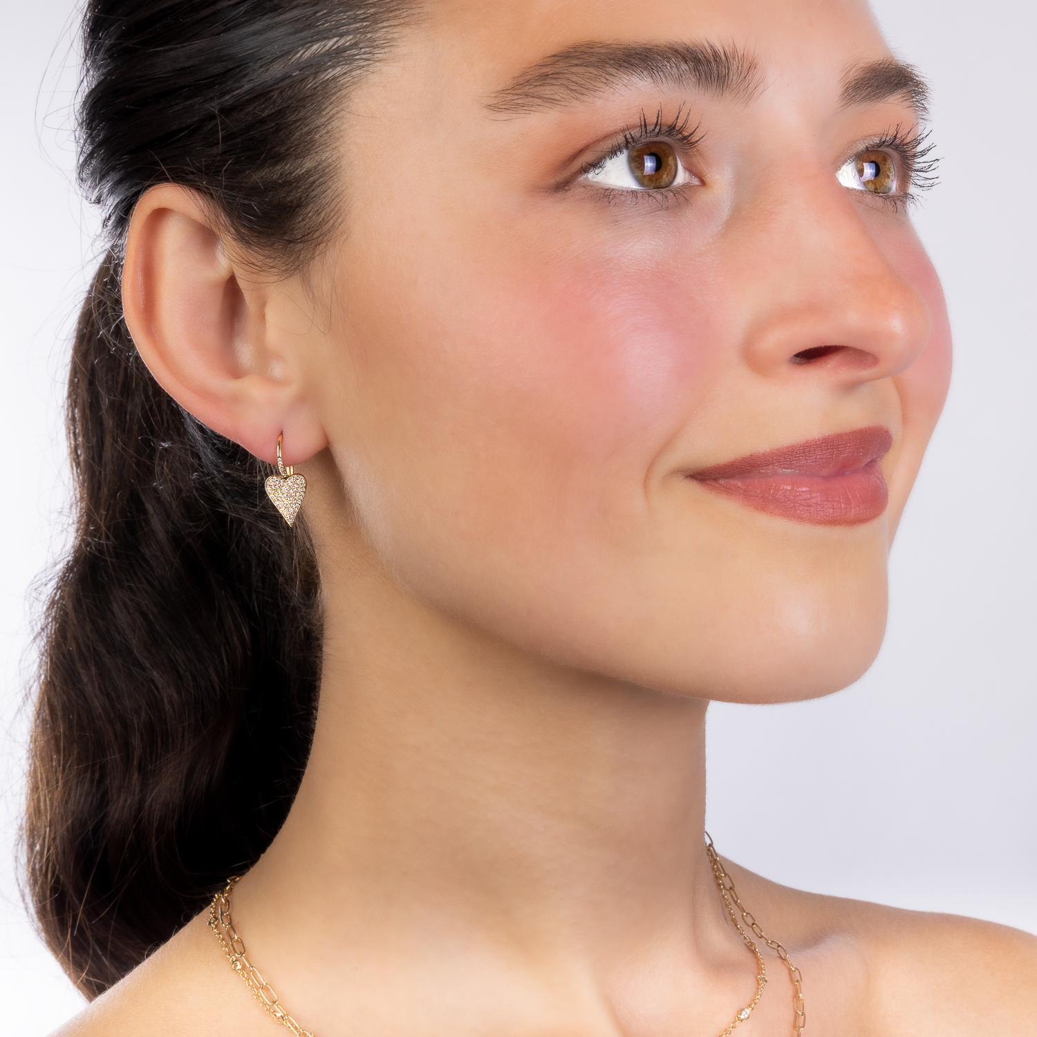 Diamond Heart Drop Earrings