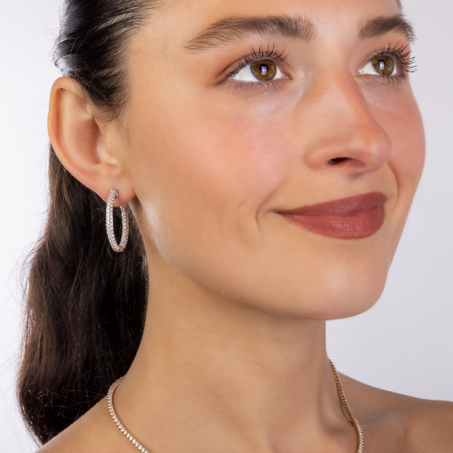 Diamond Inside Out Oval Hoop Earrings