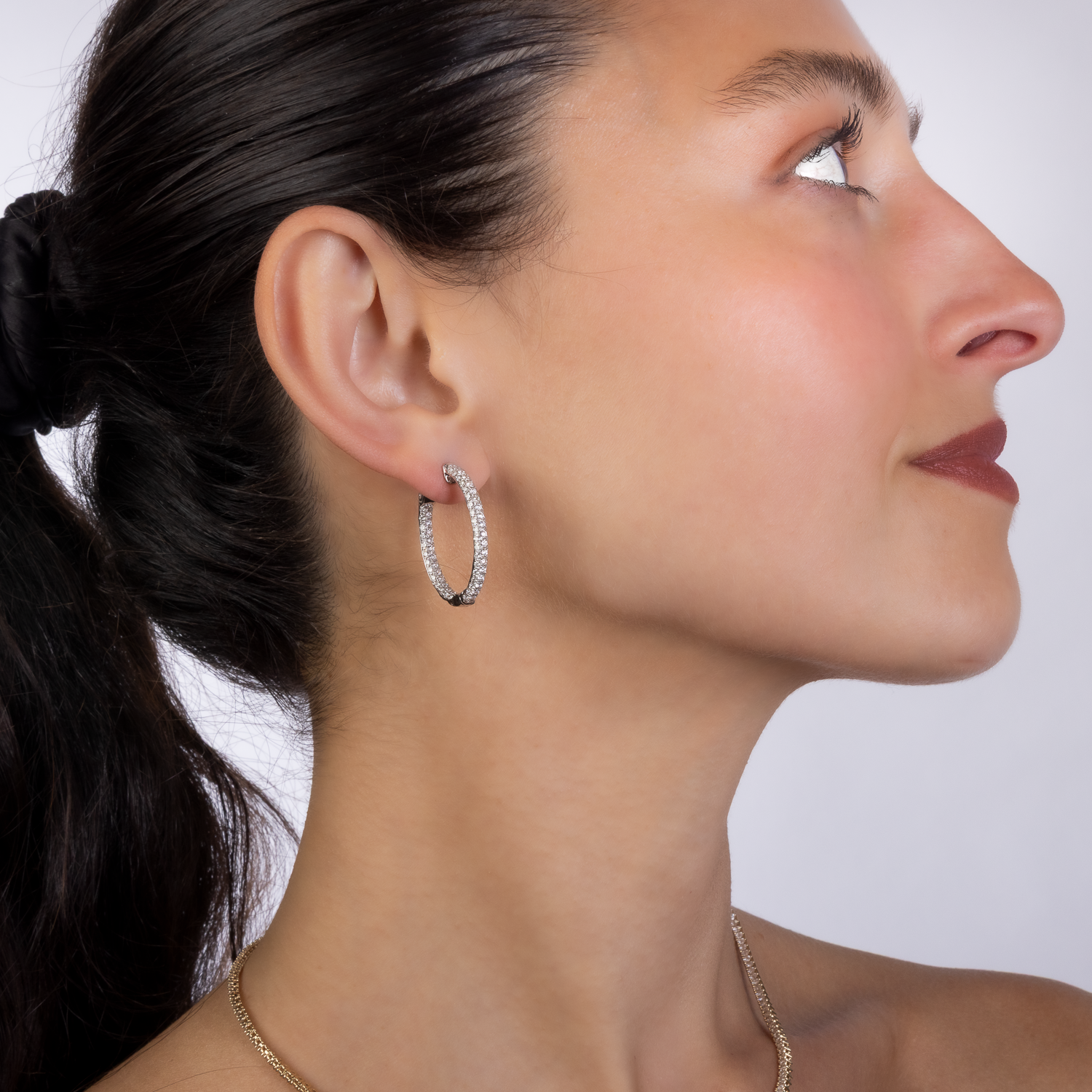 Diamond Inside Out Oval Hoop Earrings