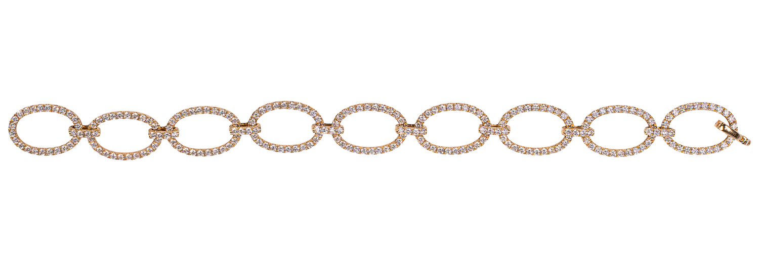 Elegant Oval Diamond Link Bracelet