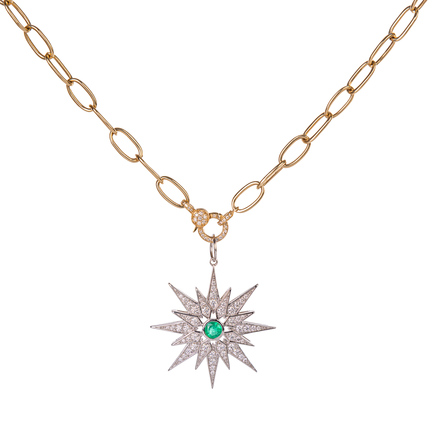 Emerald and Diamond Starburst Charm
