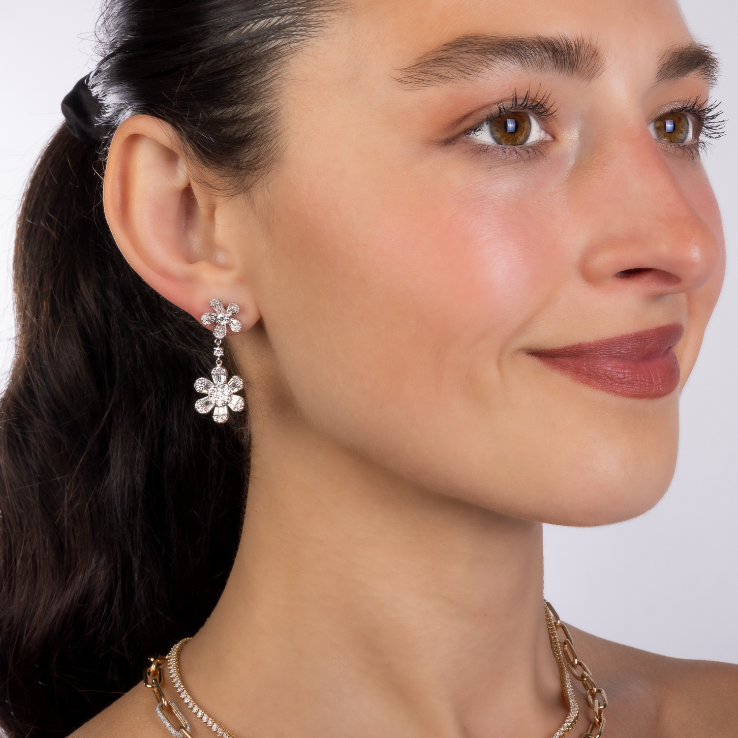 Double Floral Drop Earrings