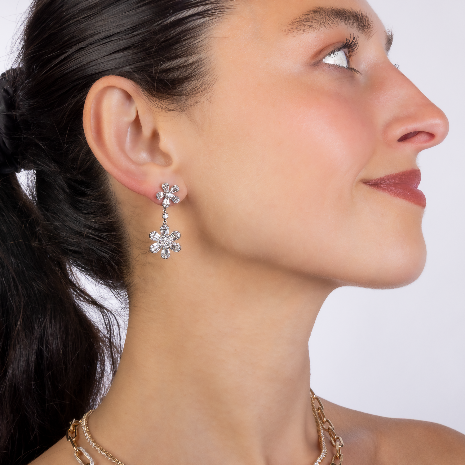 Double Floral Drop Earrings