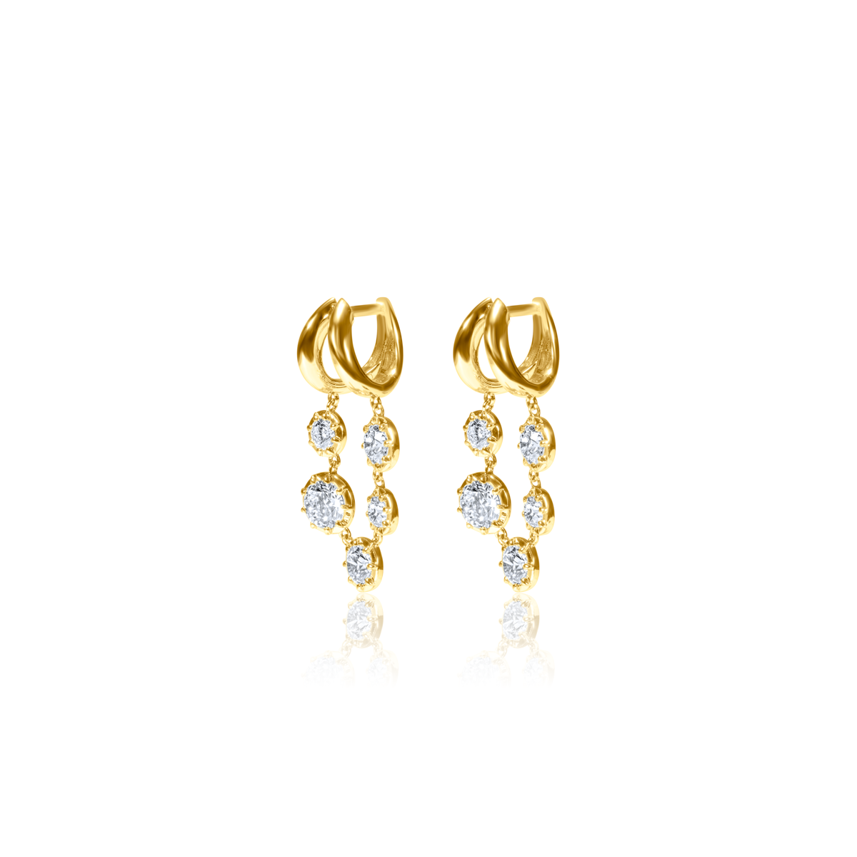 Double Hoop Lab Diamonds Drop Earrings