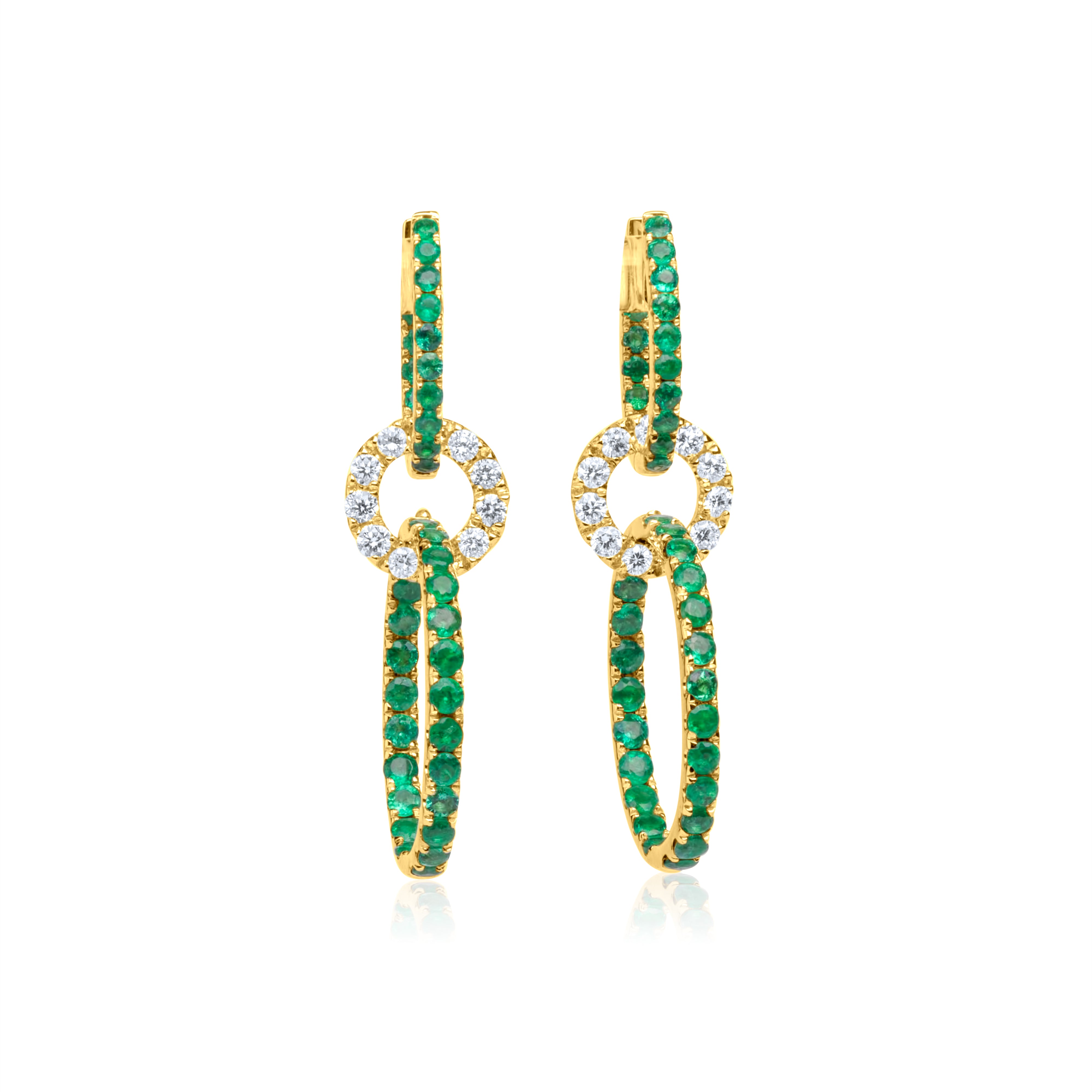 Double Emerald Convertible Hoops