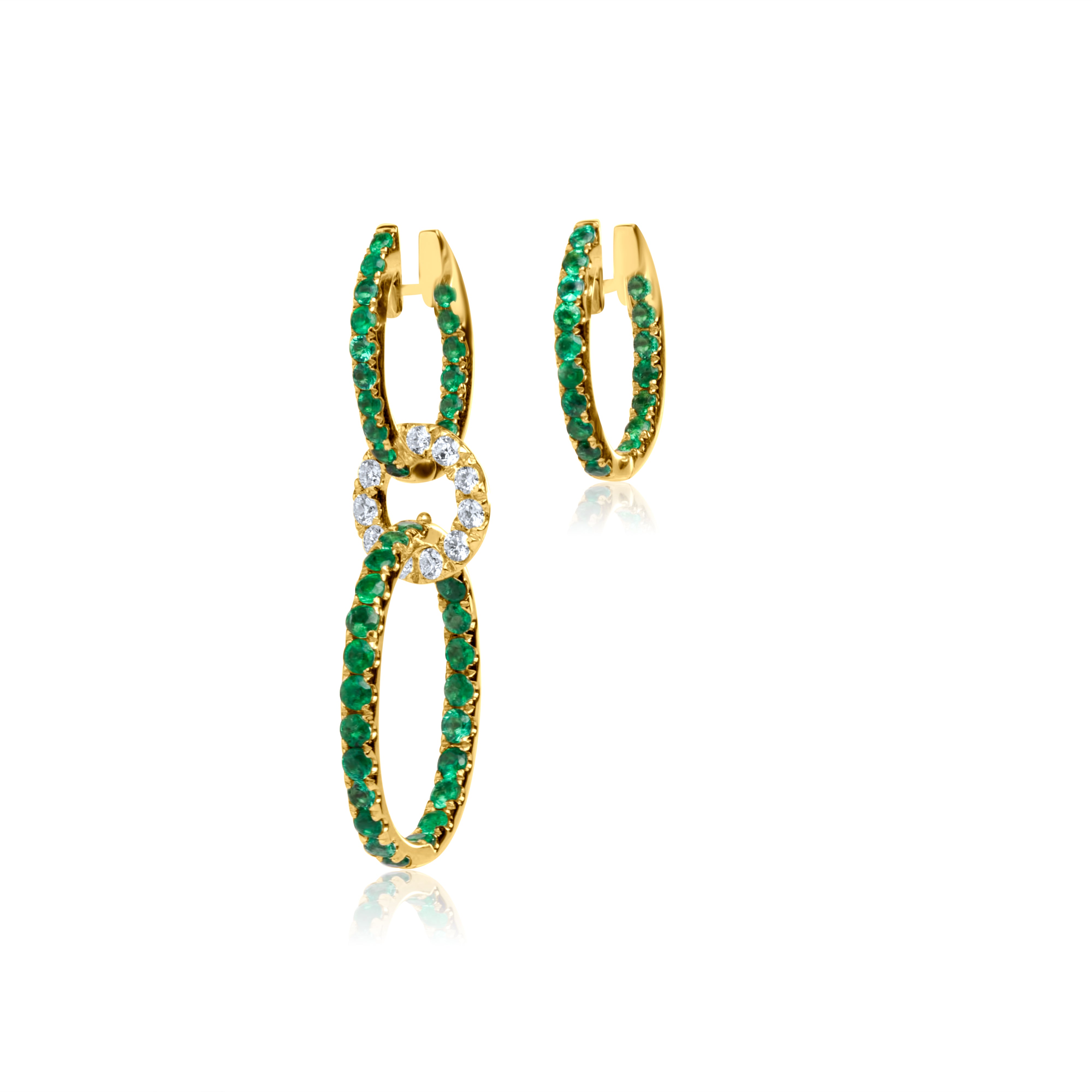 Double Emerald Convertible Hoops