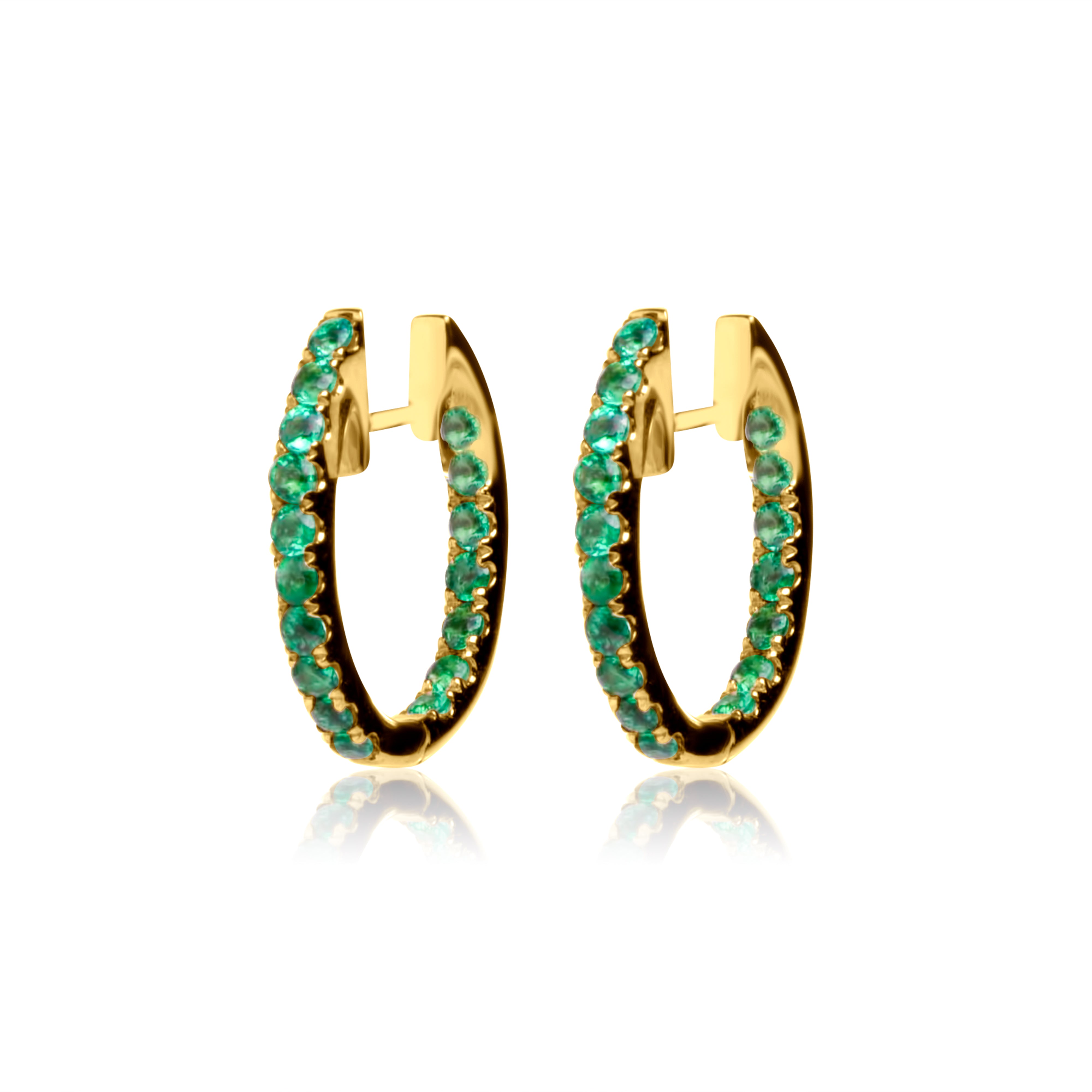 Double Emerald Convertible Hoops