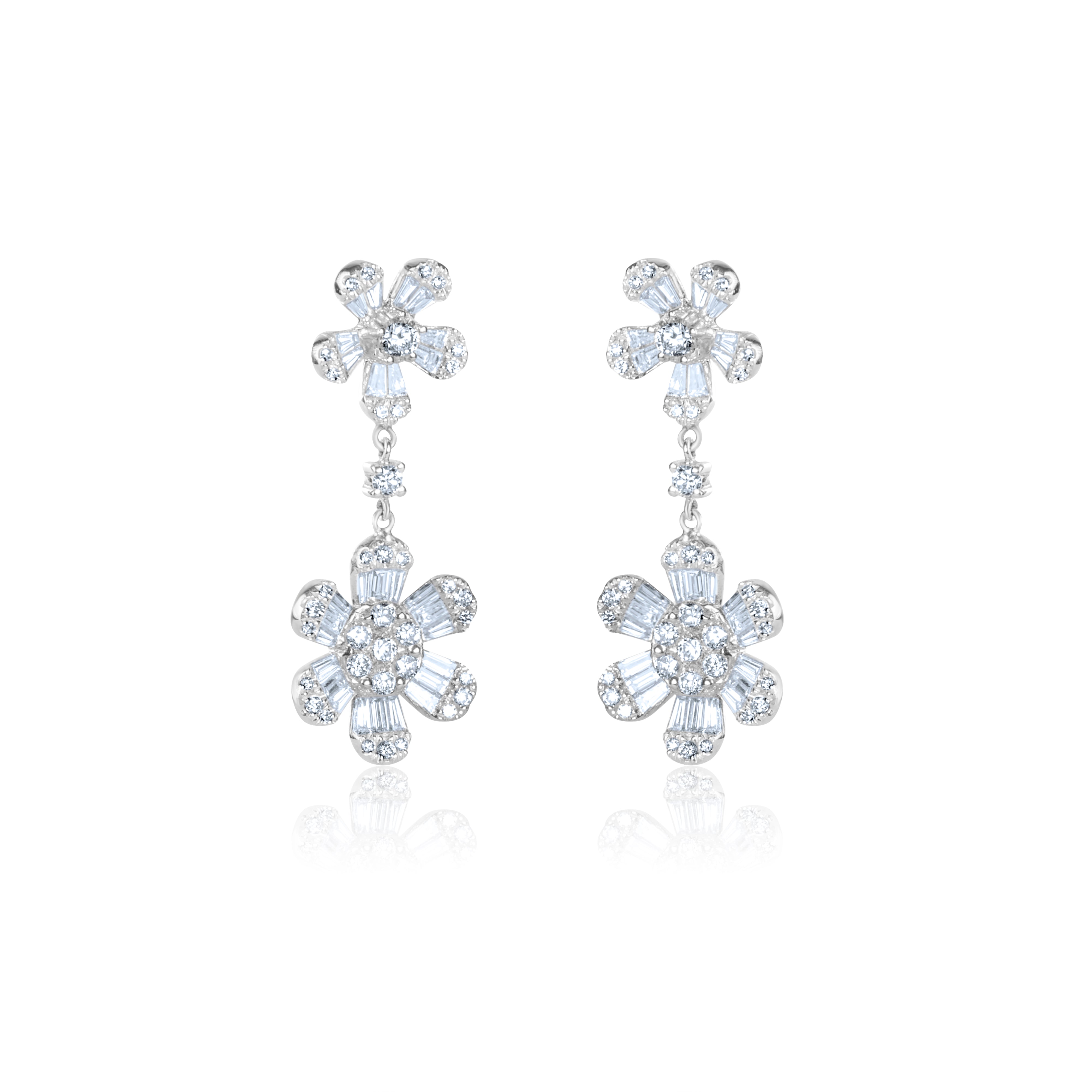 Double Flower Drop Earrings