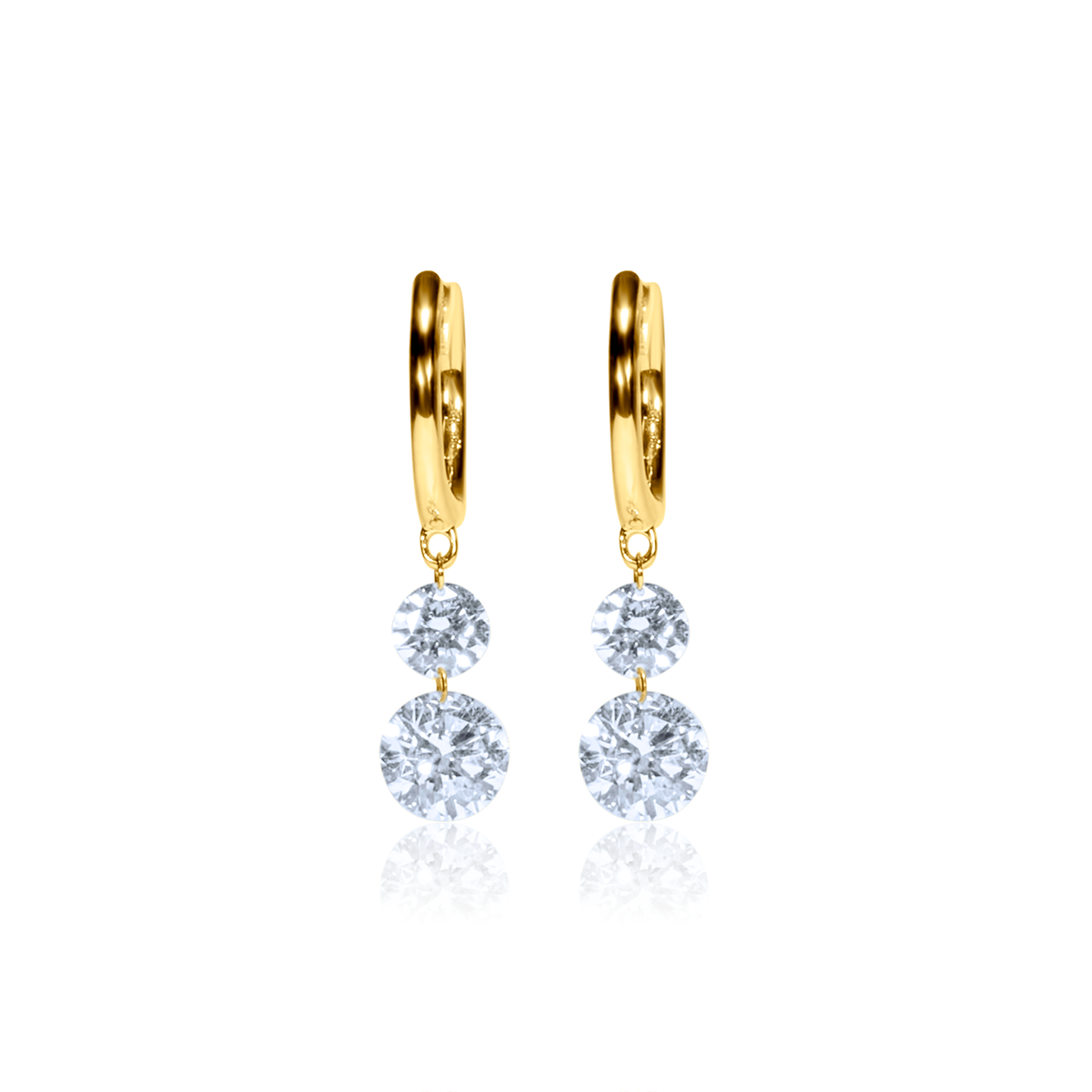 Drilled Lab Diamond Drop Huggies