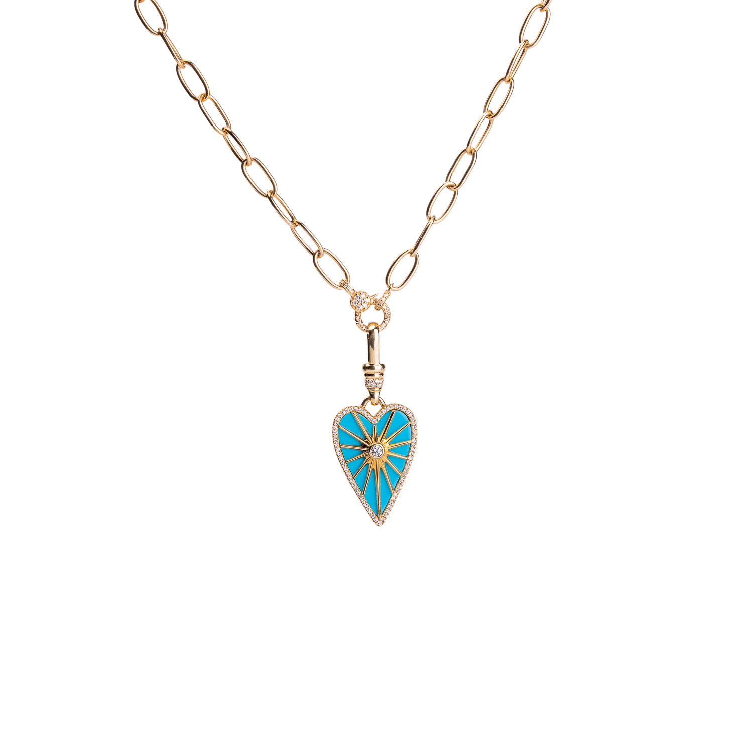 Elongated Starburst Heart Pendant