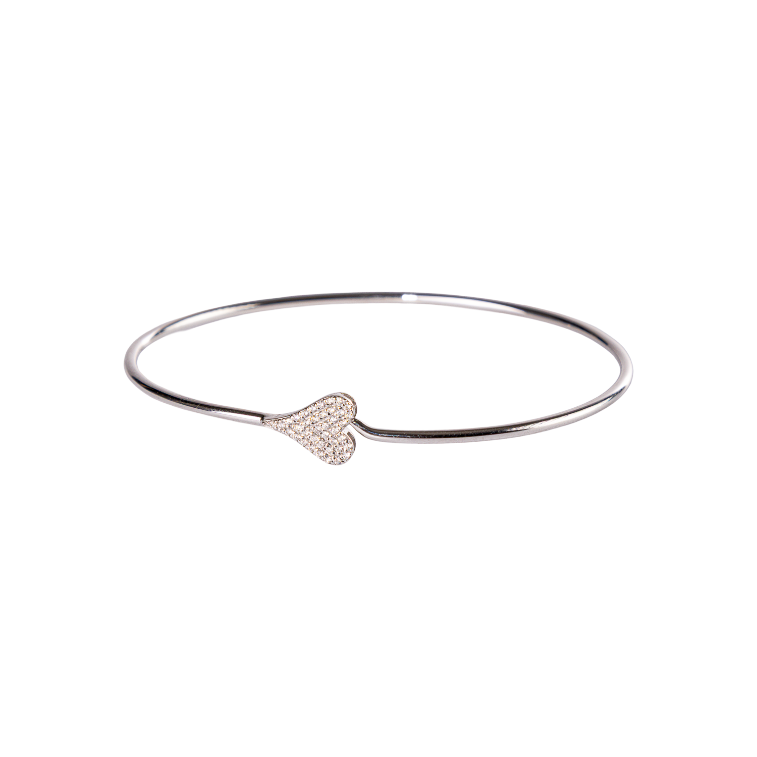 Elongated Sideways Diamond Heart Skinny Bangle