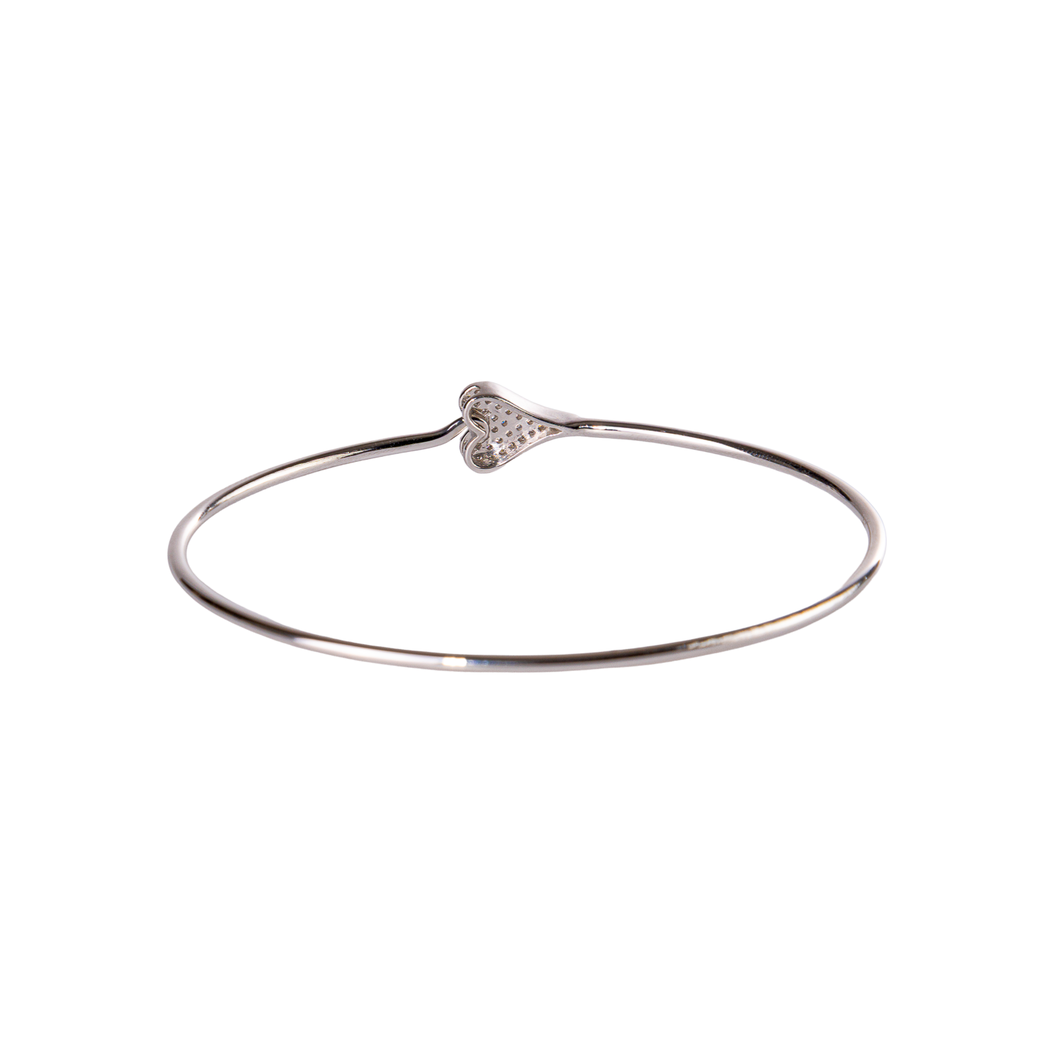 Elongated Sideways Diamond Heart Skinny Bangle