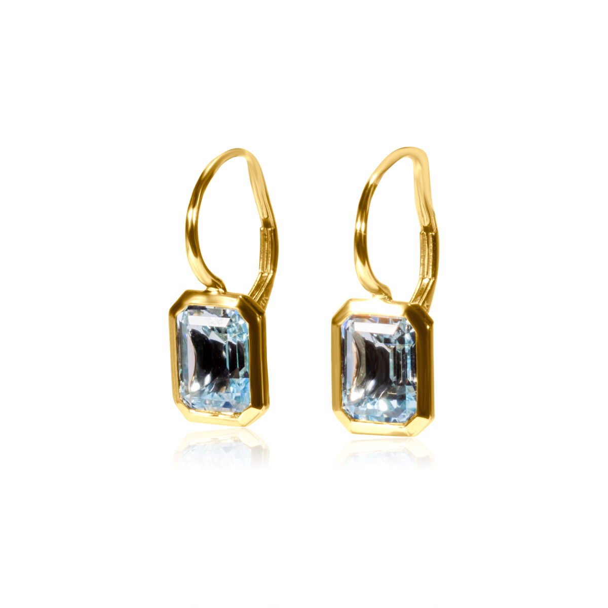 Emerald-Cut Blue Topaz Drop Earrings