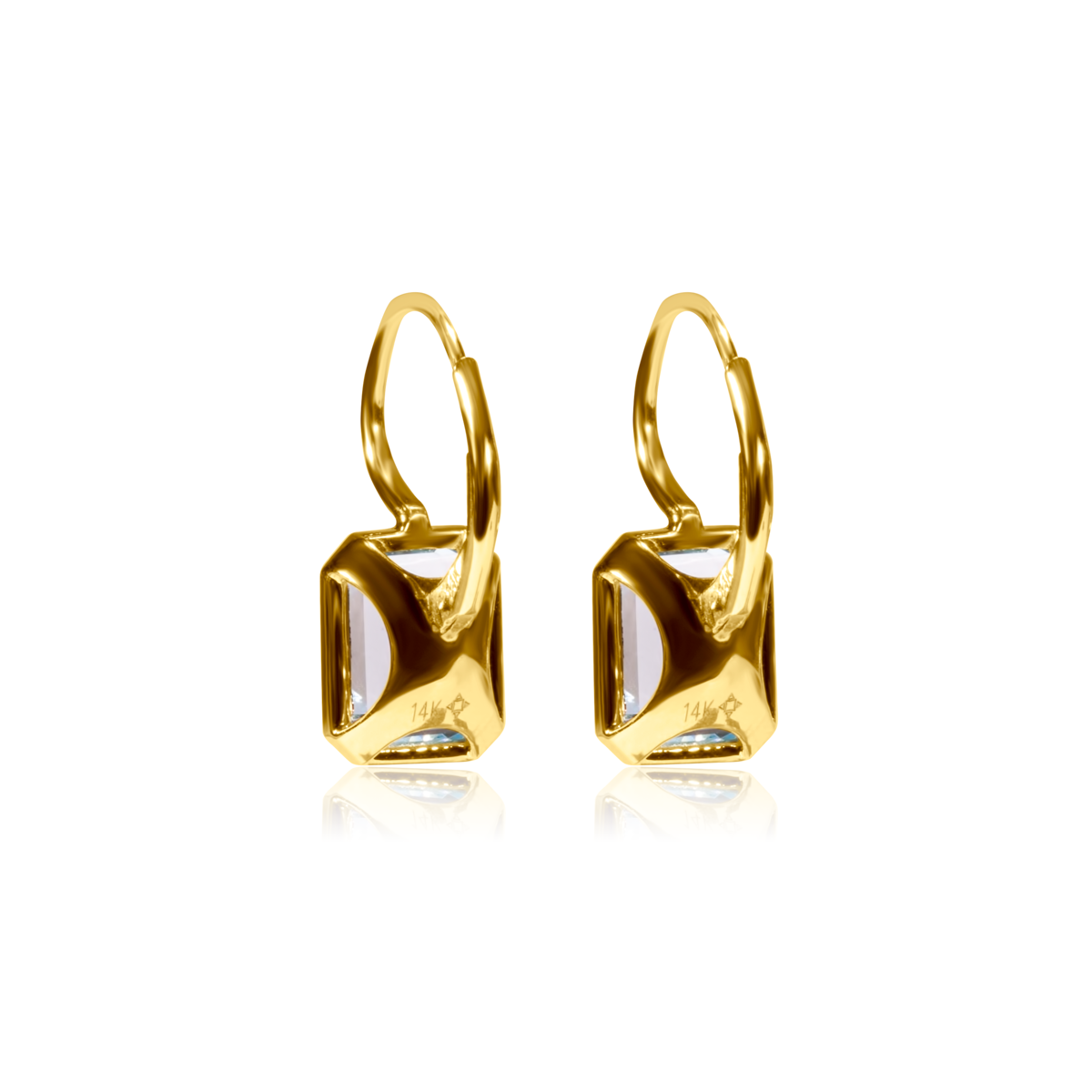 Emerald-Cut Blue Topaz Drop Earrings