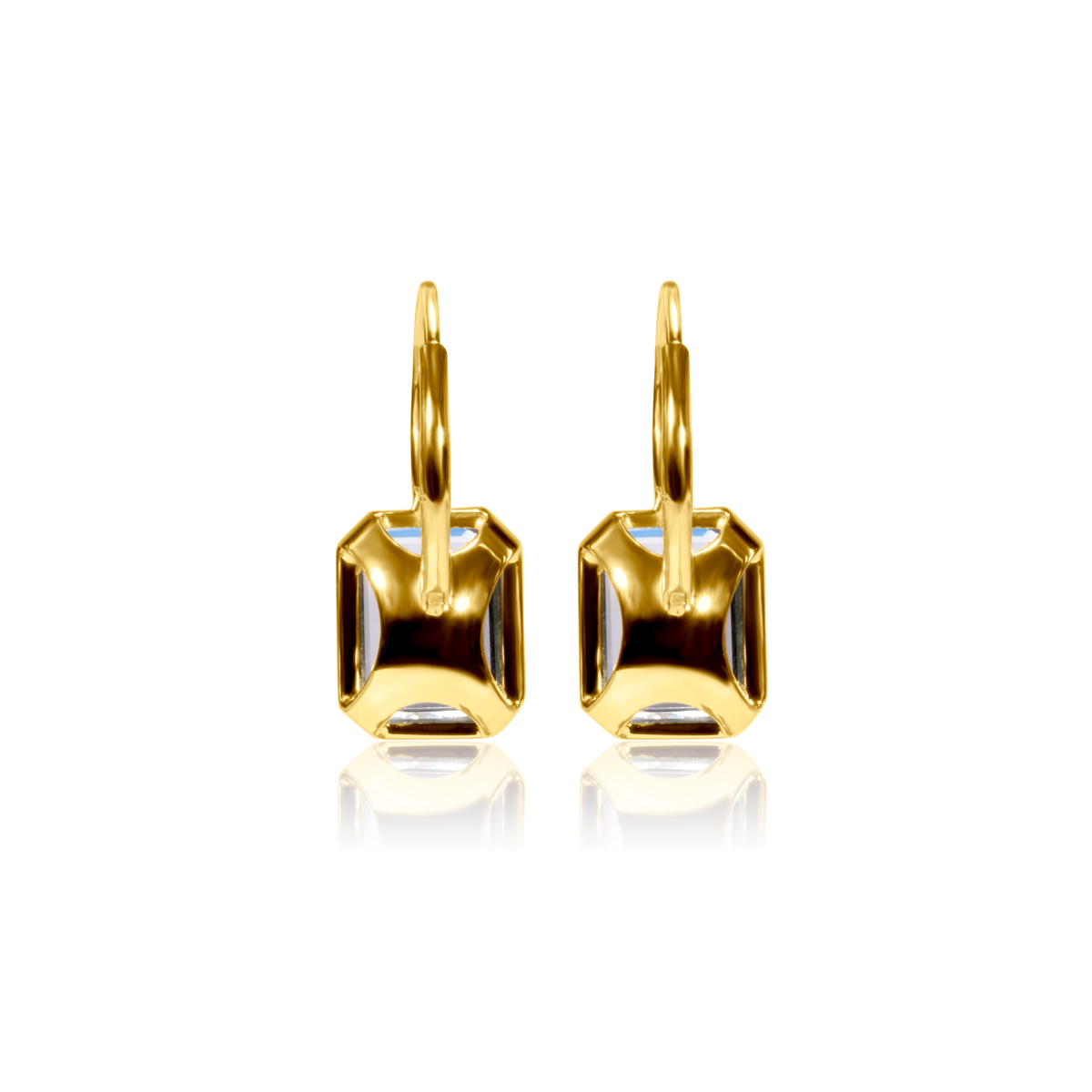 Emerald-Cut Blue Topaz Drop Earrings