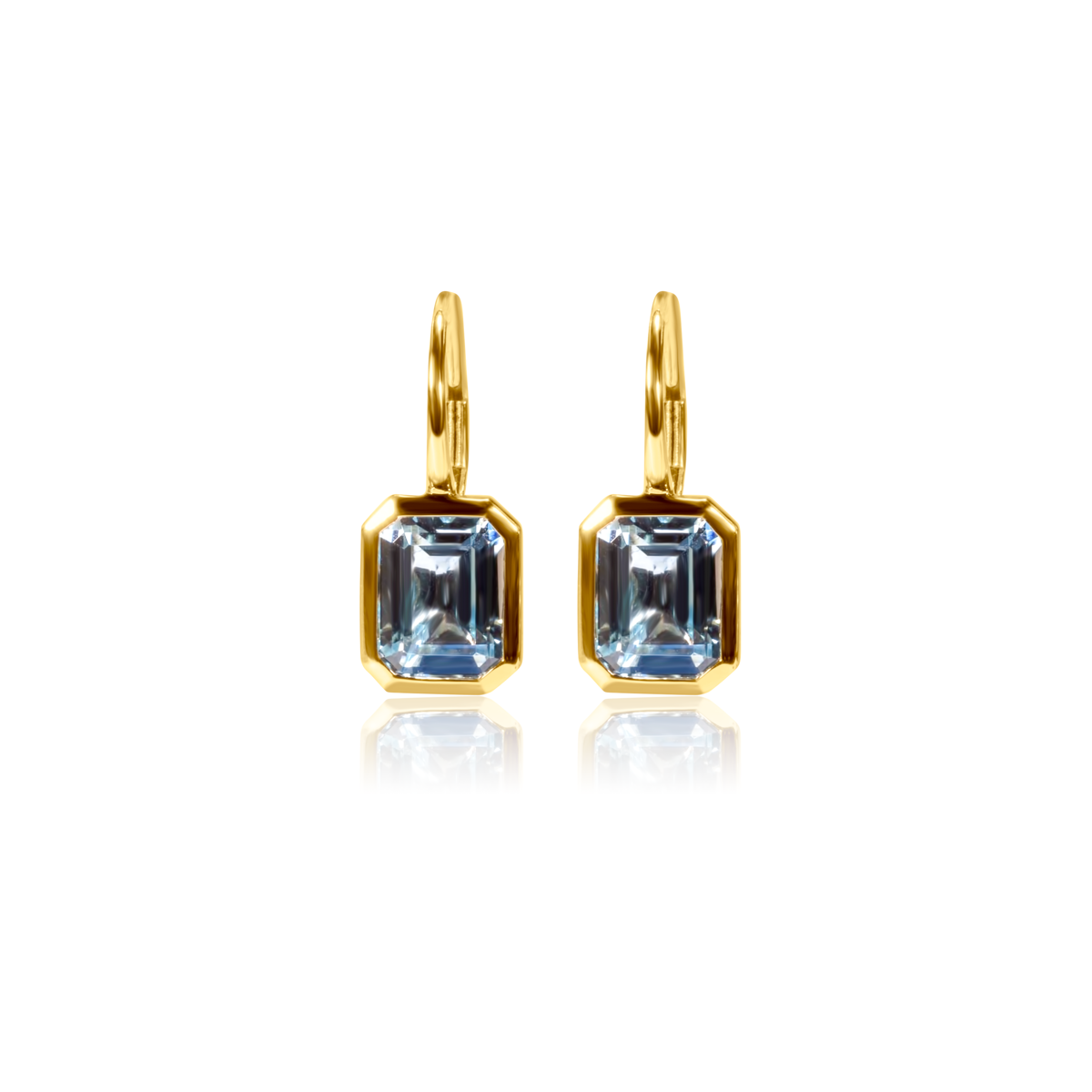 Emerald-Cut Blue Topaz Drop Earrings